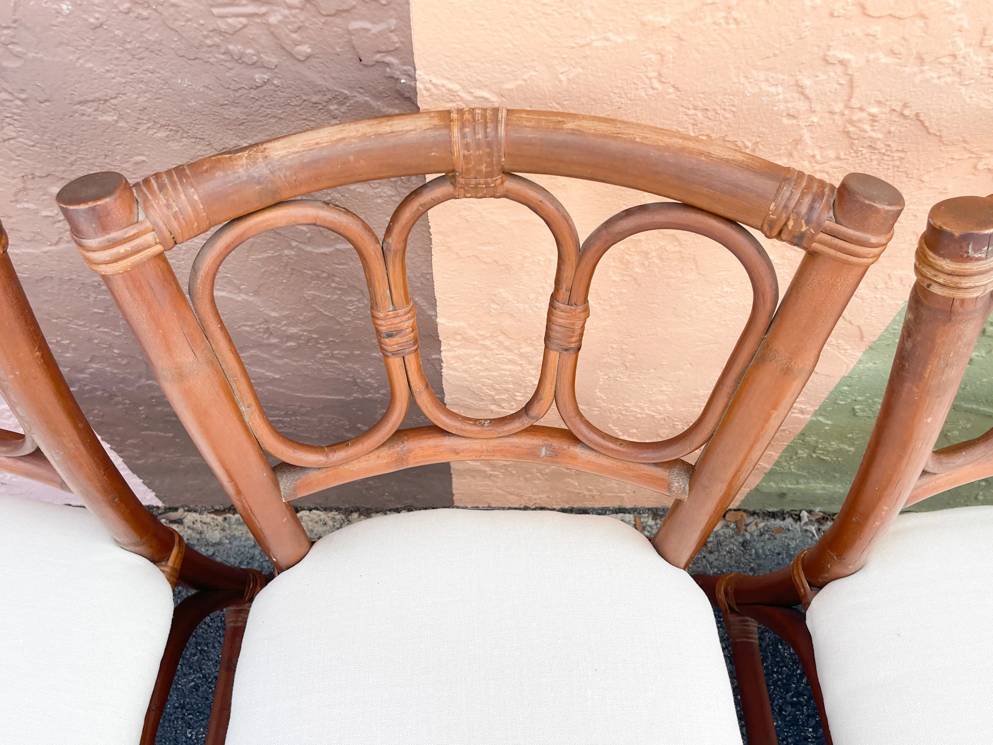 Set of Four Circle Back Rattan Dining Chairs - Image 5