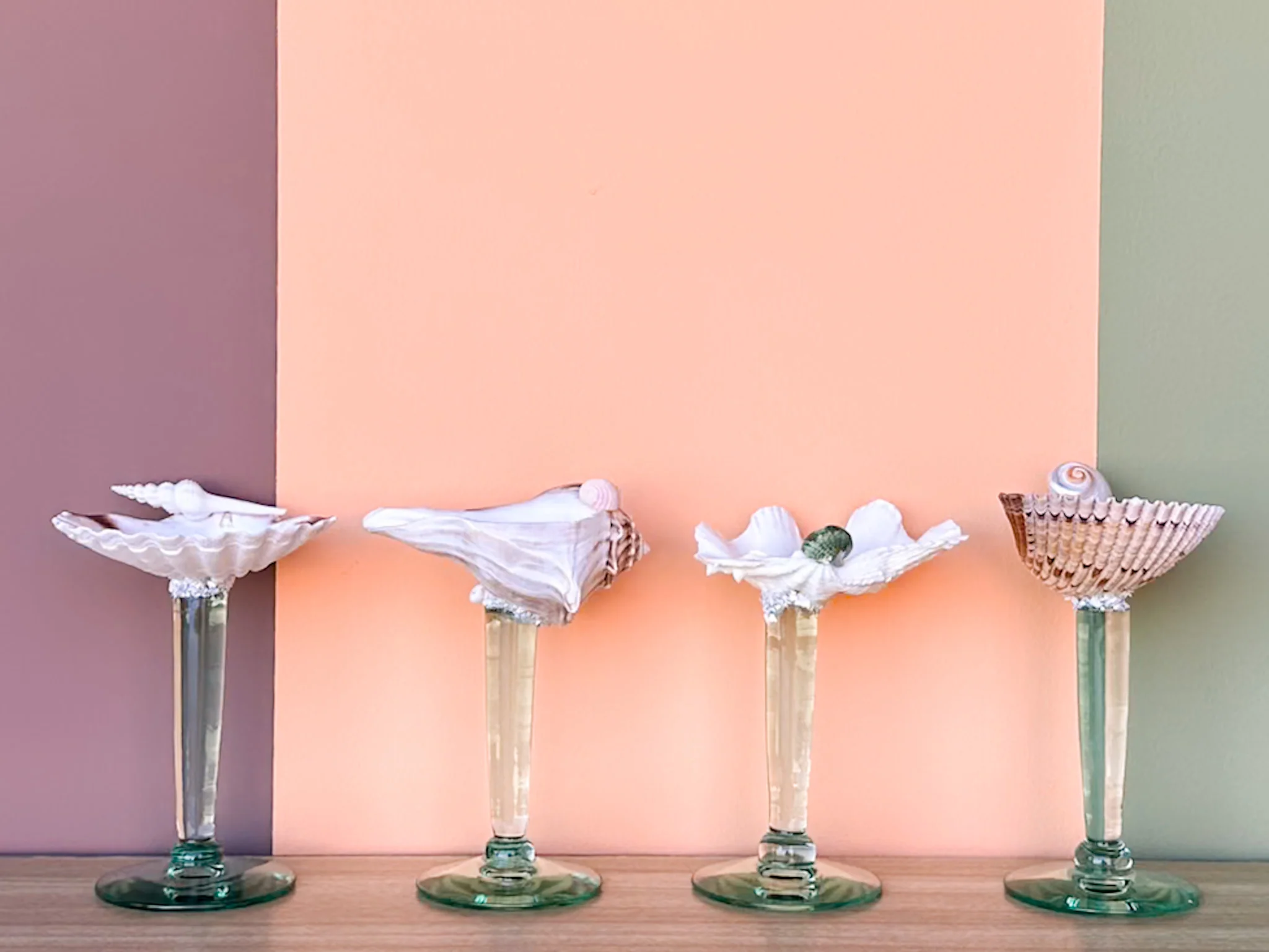 Set of Four Seafoam Shell Coupes - Image 4
