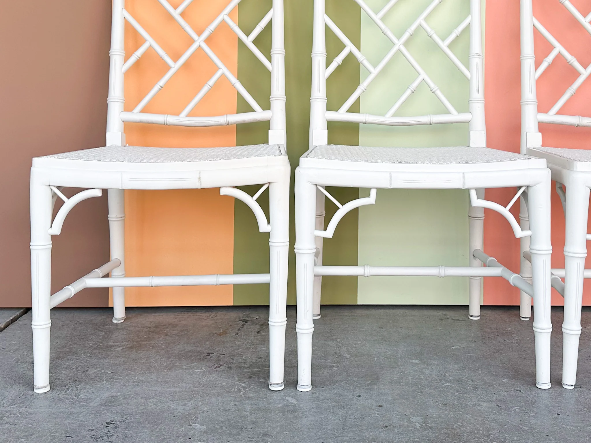 Set of Four Faux Bamboo Chippendale Dining Chairs - Image 14