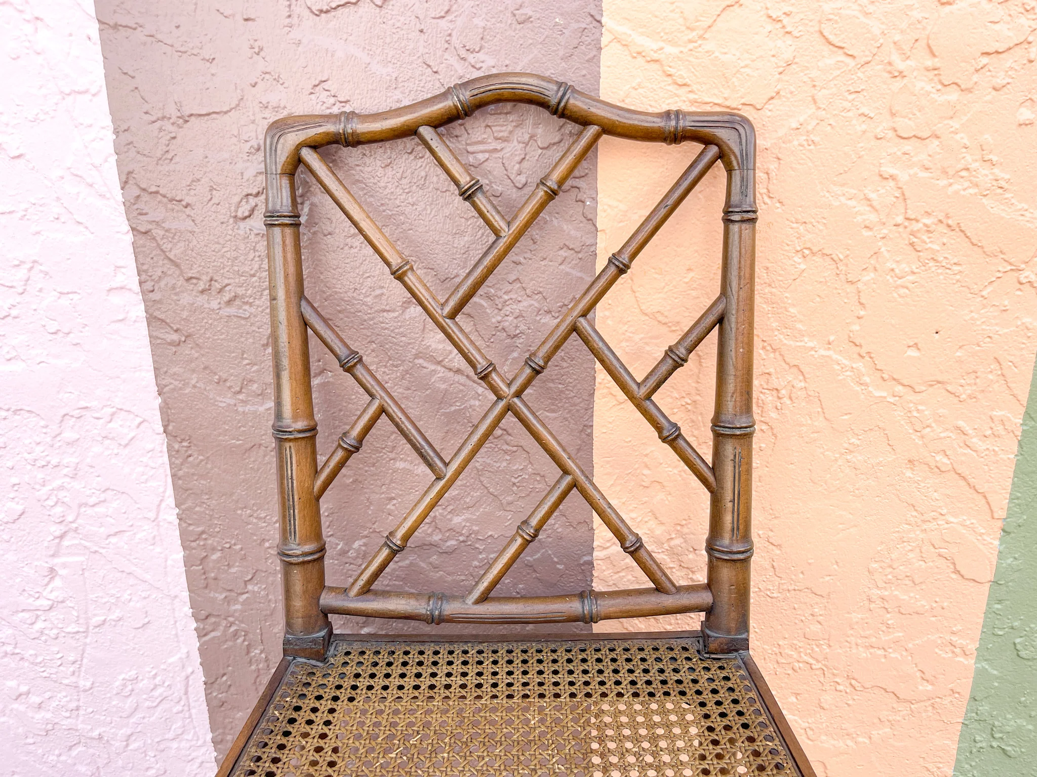 Set of Four Faux Bamboo Chippendale Side Chairs - Image 7