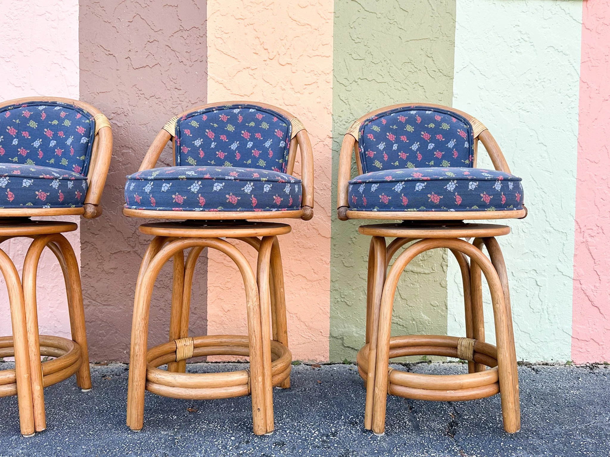 Set of Four Ficks Reed Rattan Counter Stools - Image 8