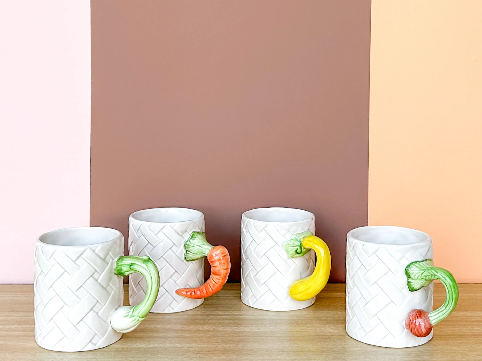 Set of Four Fitz and Floyd Veggie Mugs