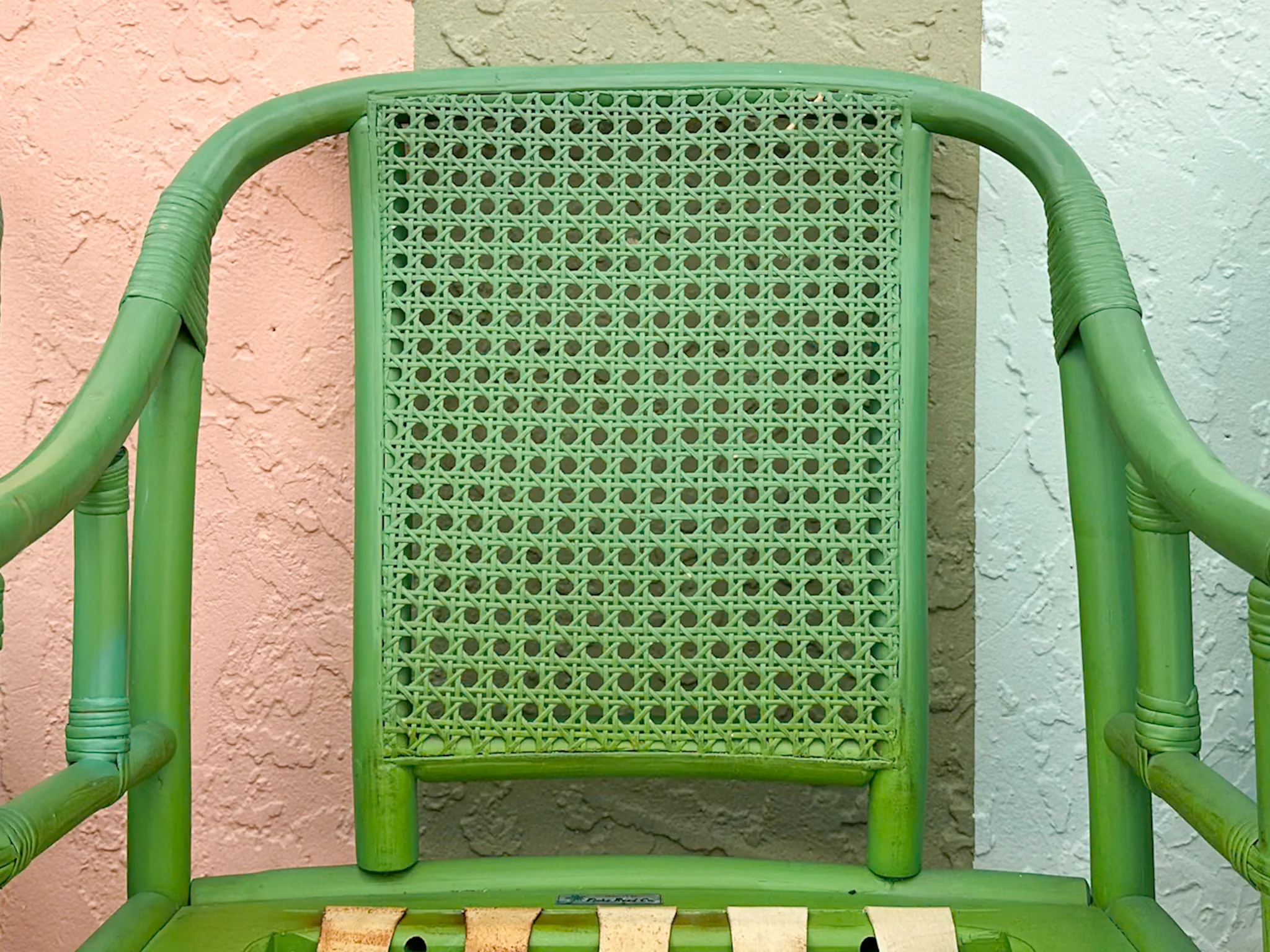 Set of Four Green Ficks Reed Rattan and Cane Chairs - Image 10