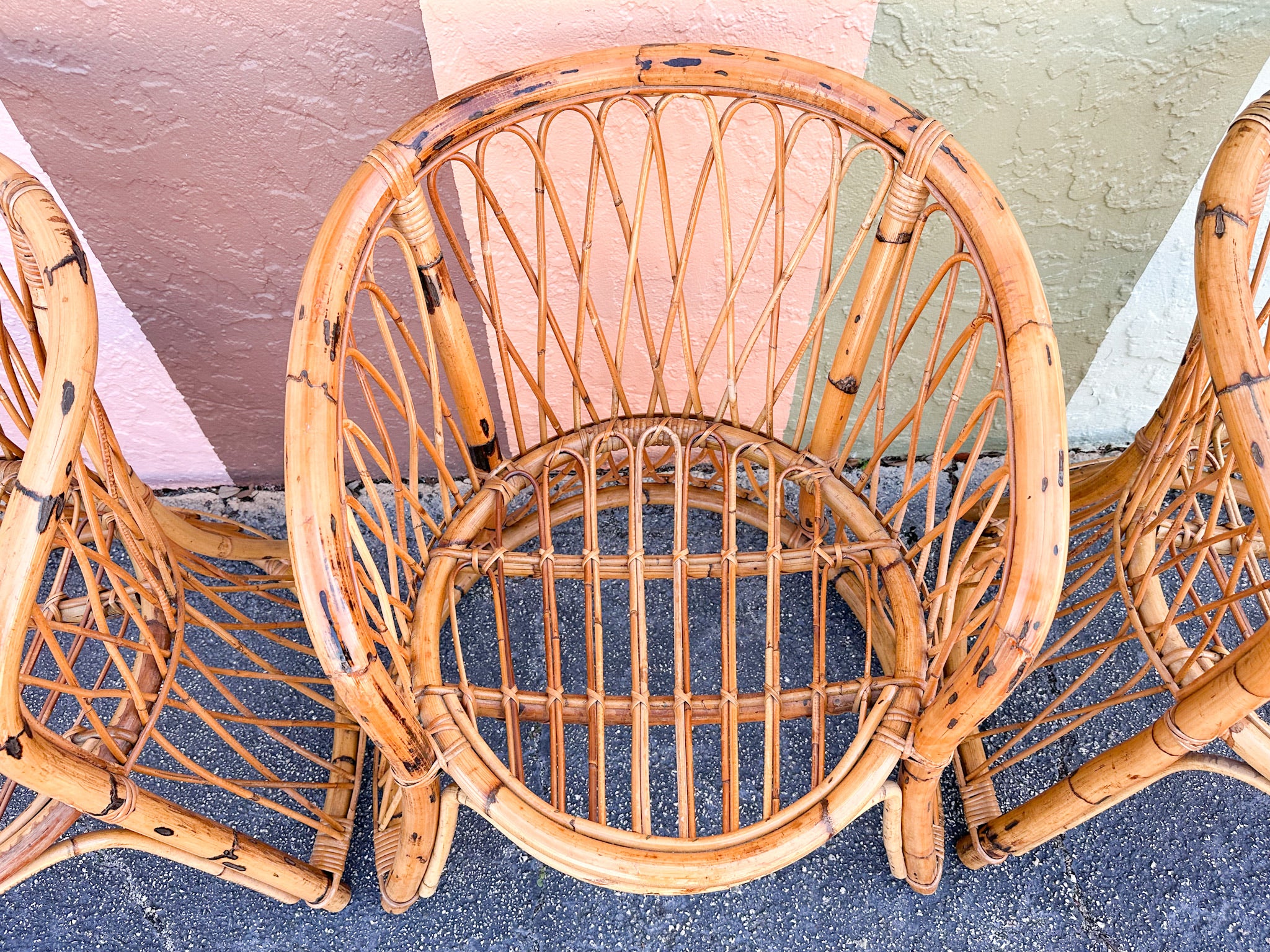 Set of Four Island Chic Rattan Barrel Chairs - Image 4