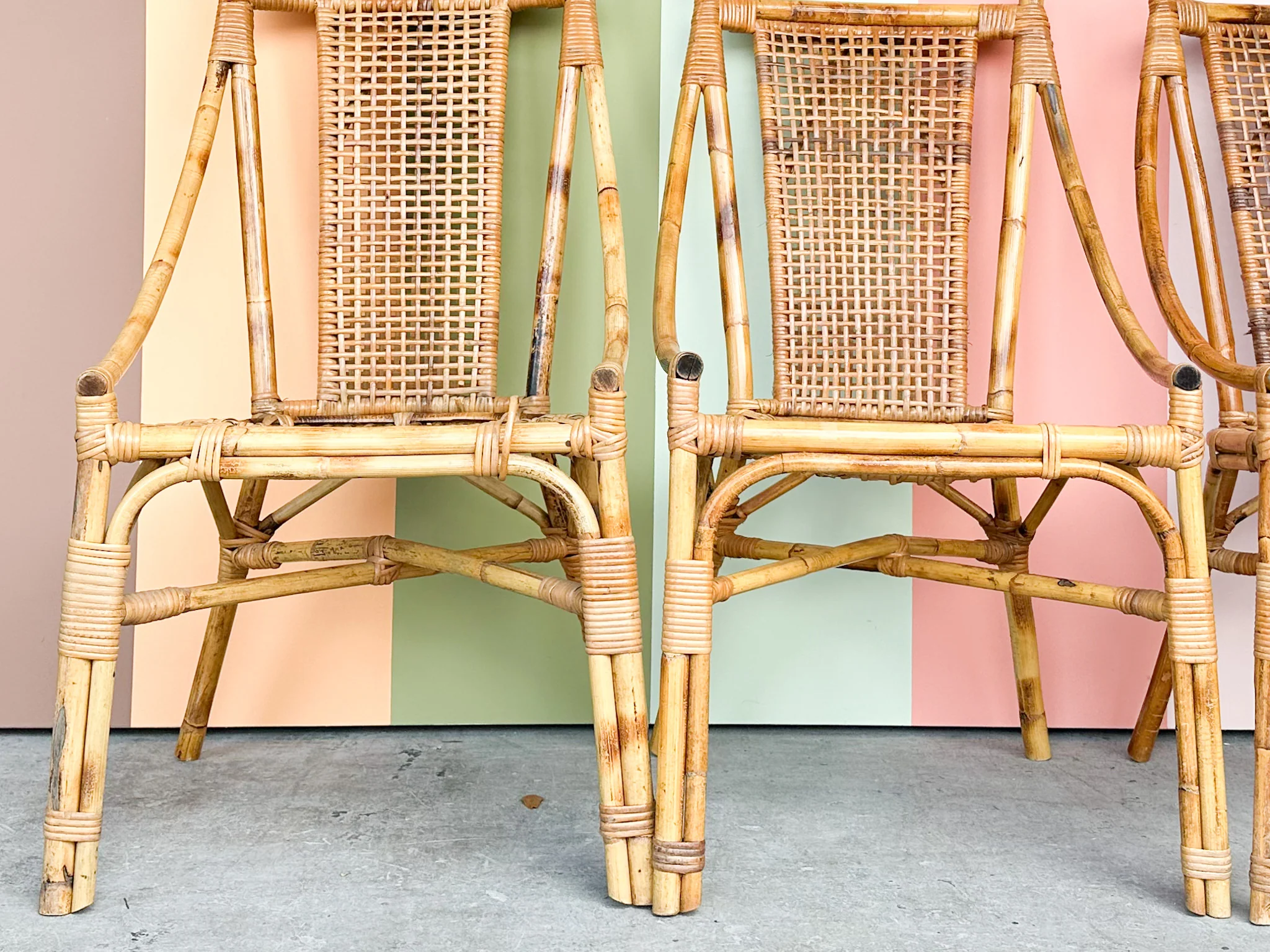 Set of Four Italian Rattan Dining Chairs - Image 5