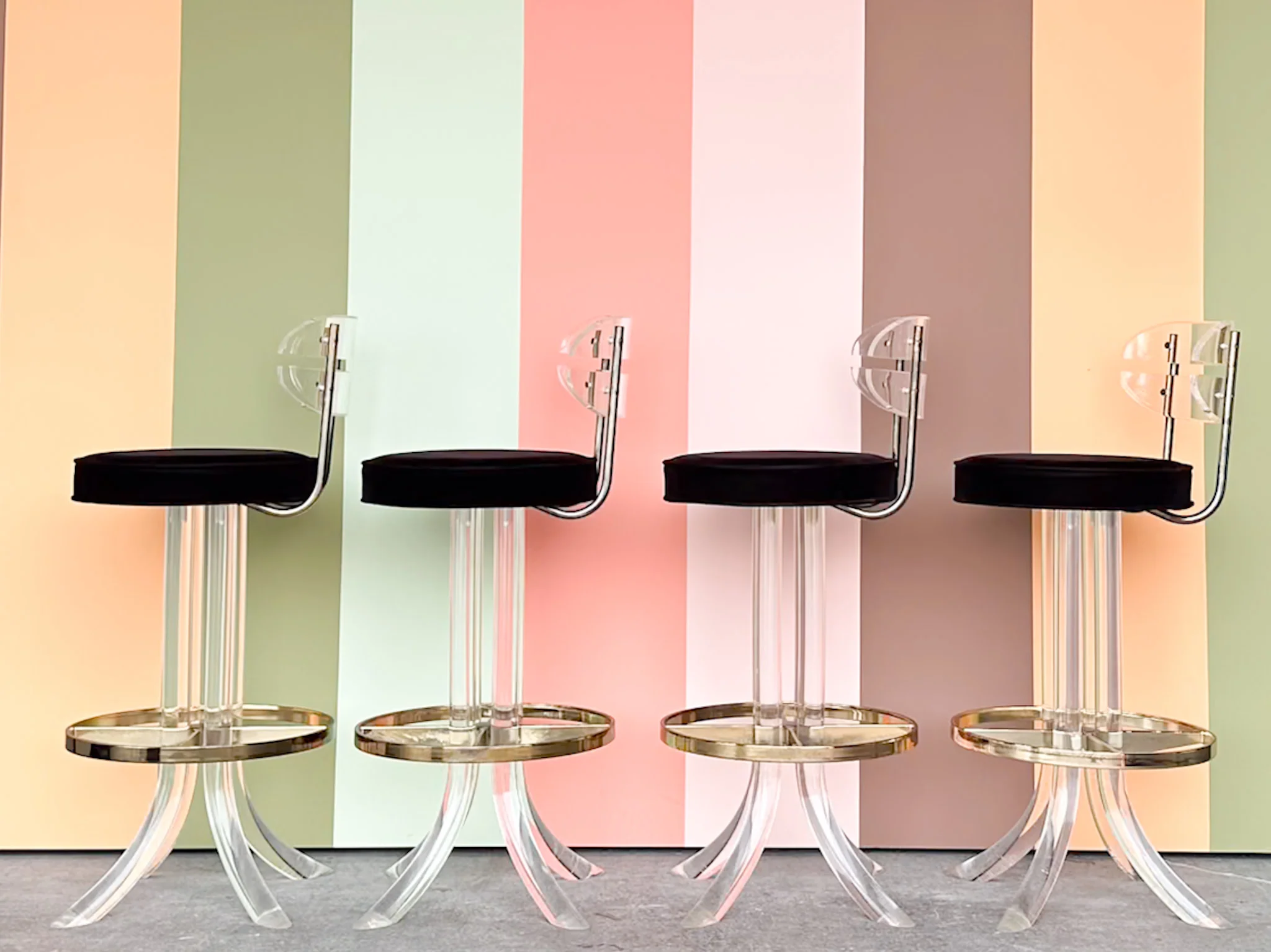 Set of Four Lucite Bar Stools - Image 5