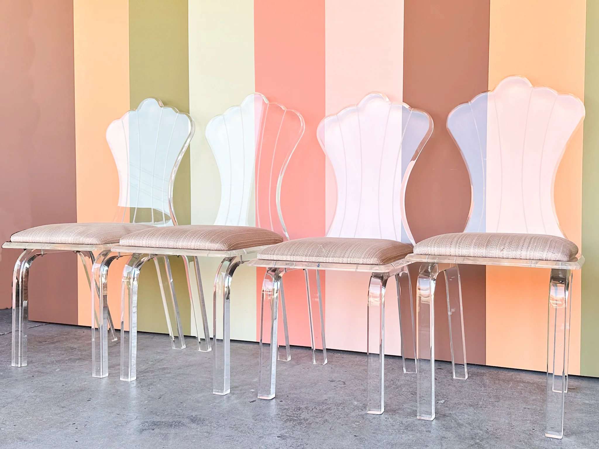 Set of Four Lucite Shell Back Chairs - Image 12