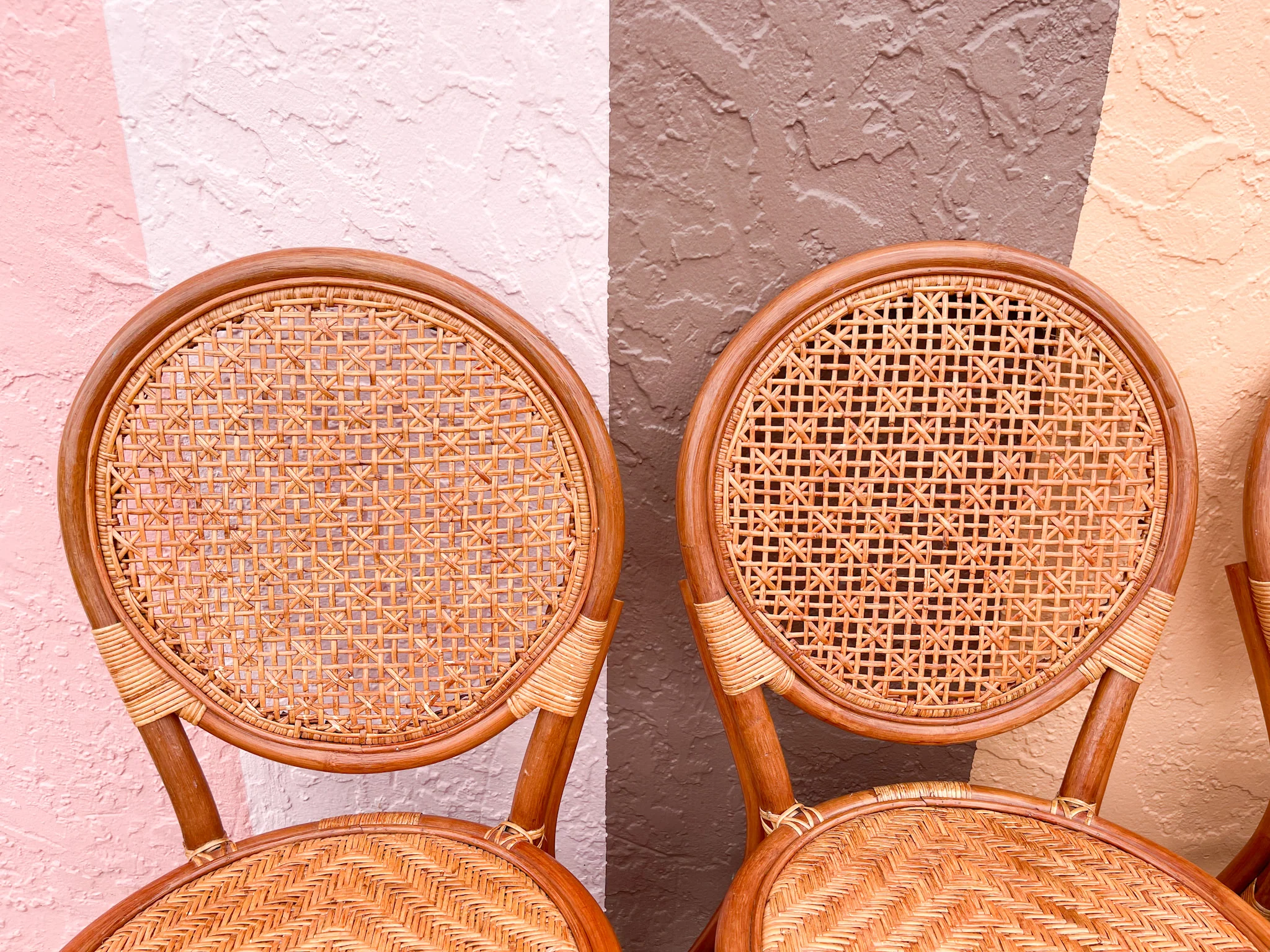 Set of Four Rattan Bistro Chairs - Image 2