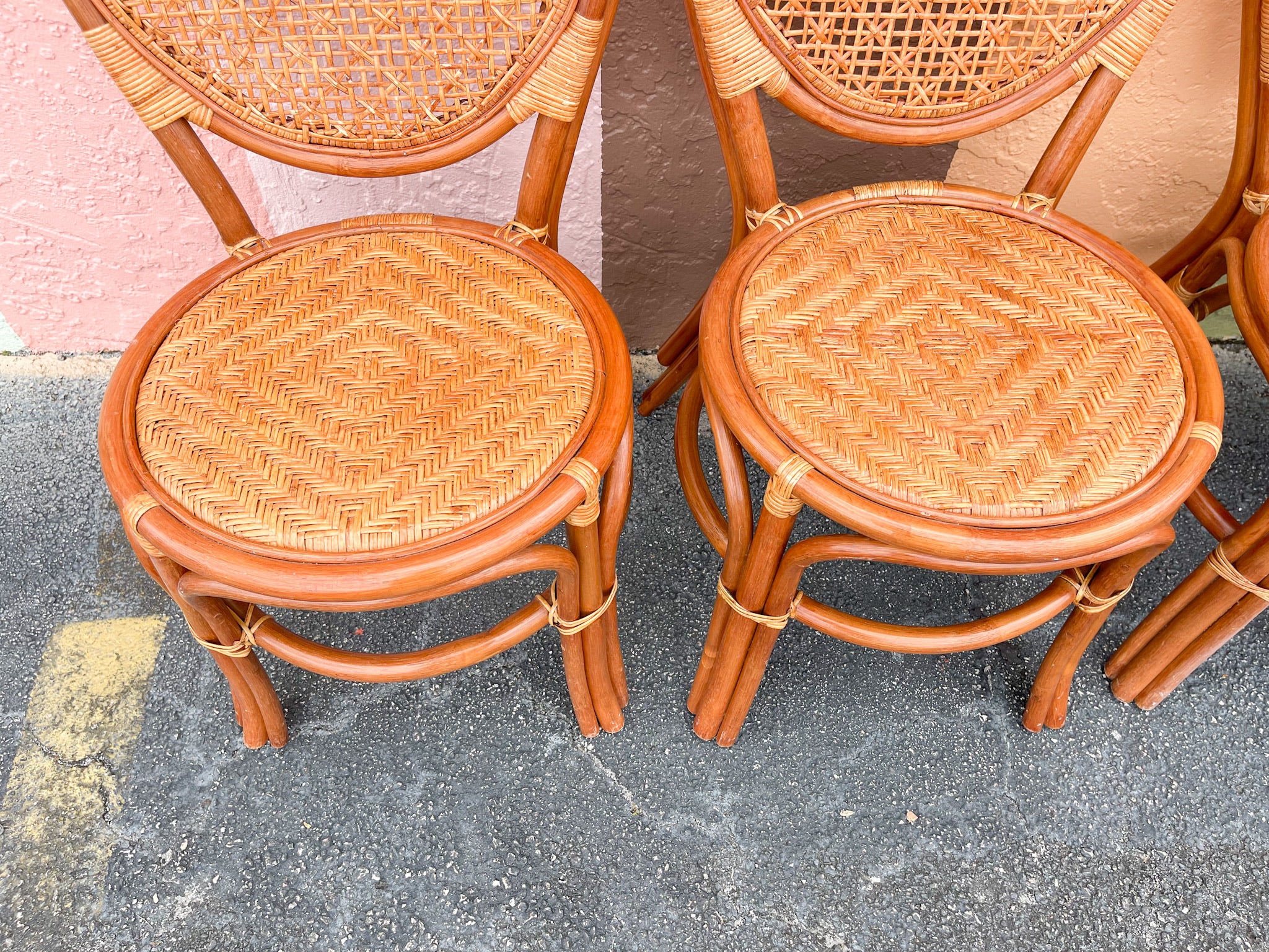 Set of Four Rattan Bistro Chairs - Image 3