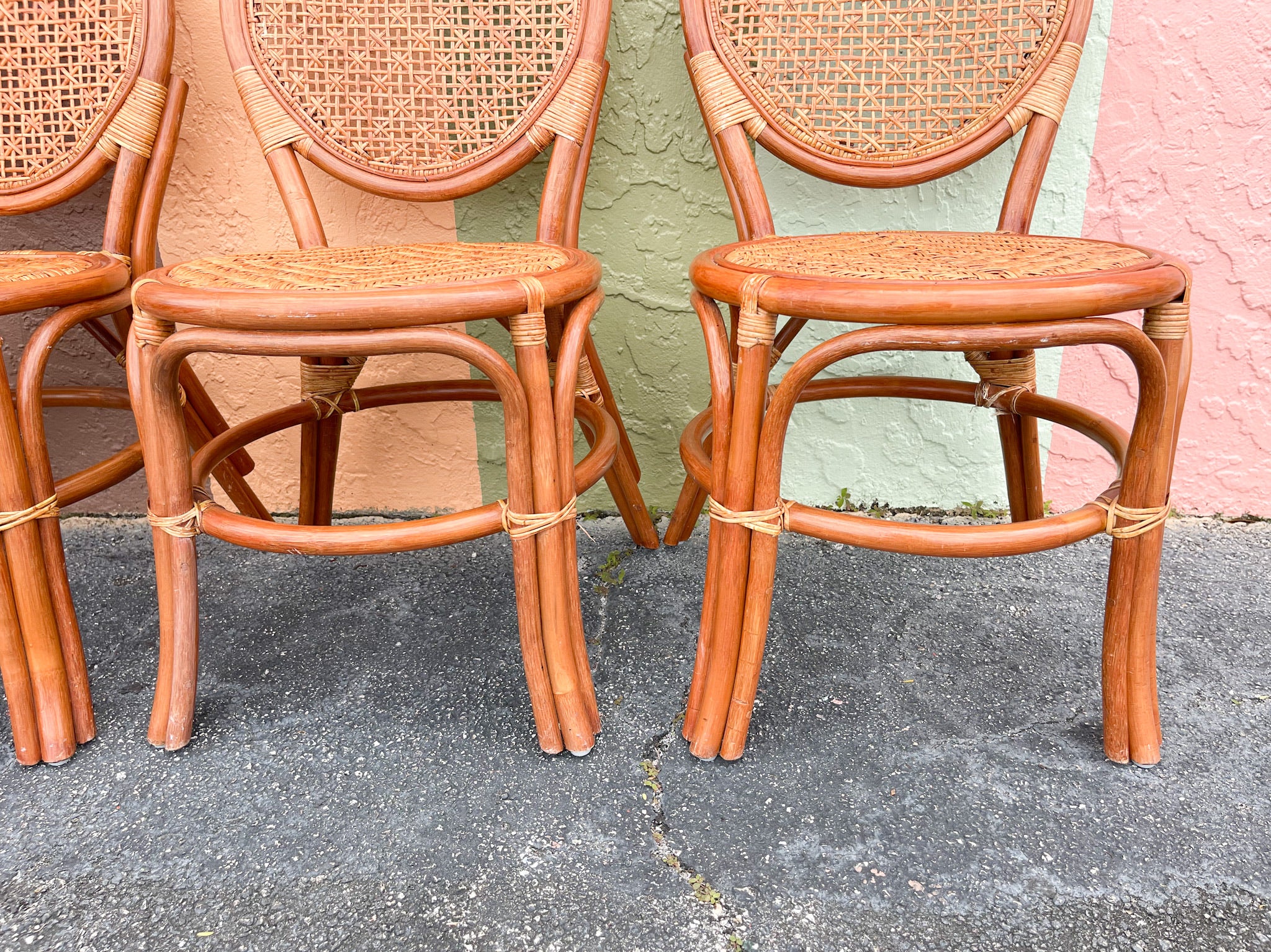 Set of Four Rattan Bistro Chairs - Image 7