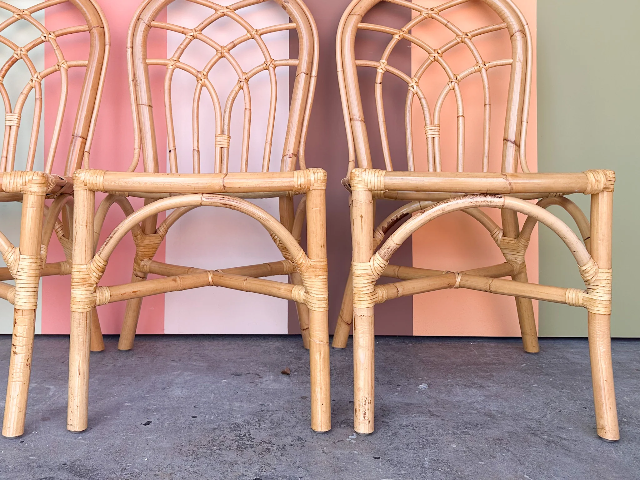 Set of Four Rattan Dining Chairs - Image 6