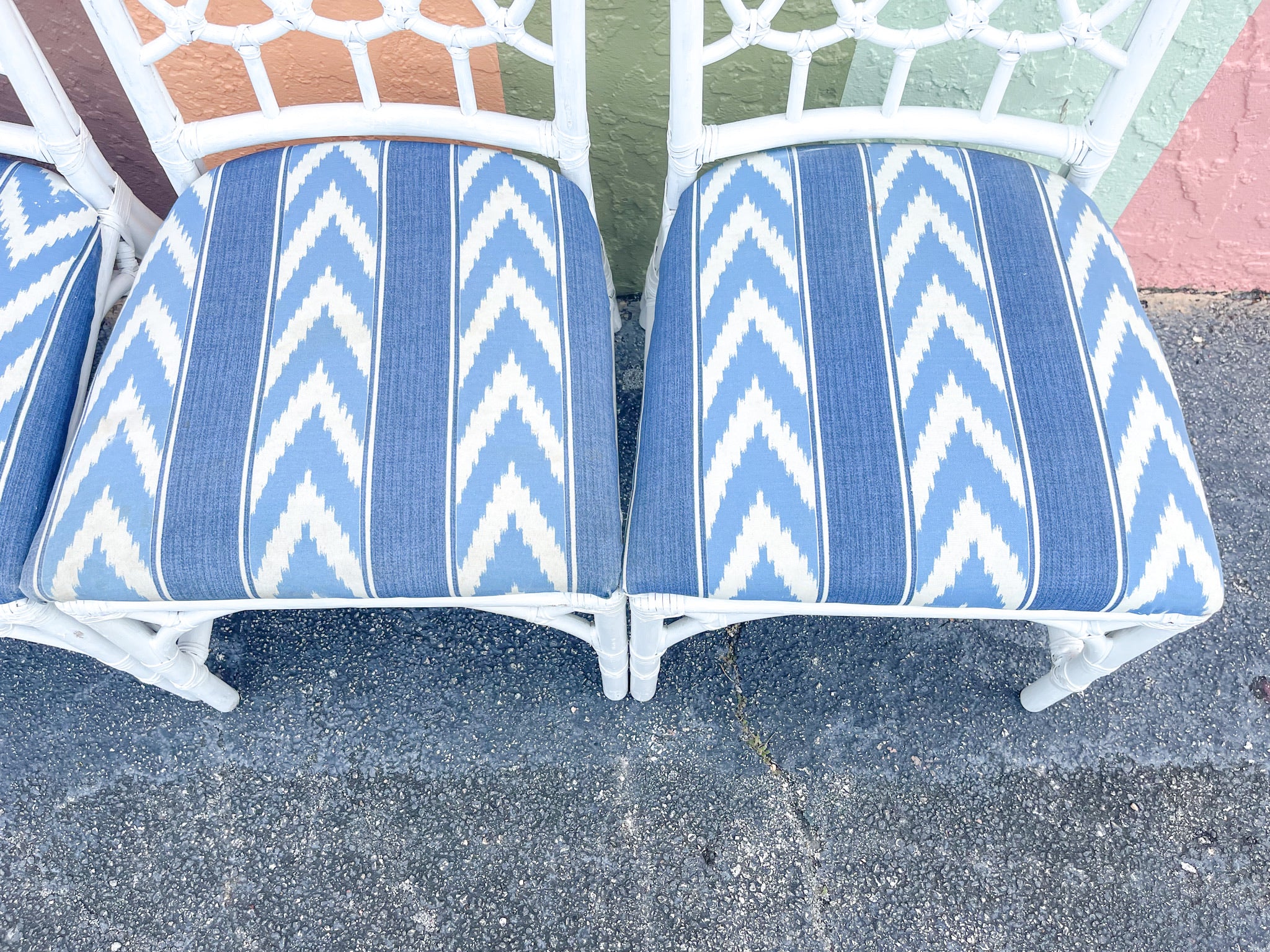 Set of Four Rattan McGuire Style Cathedral Dining Chairs - Image 4