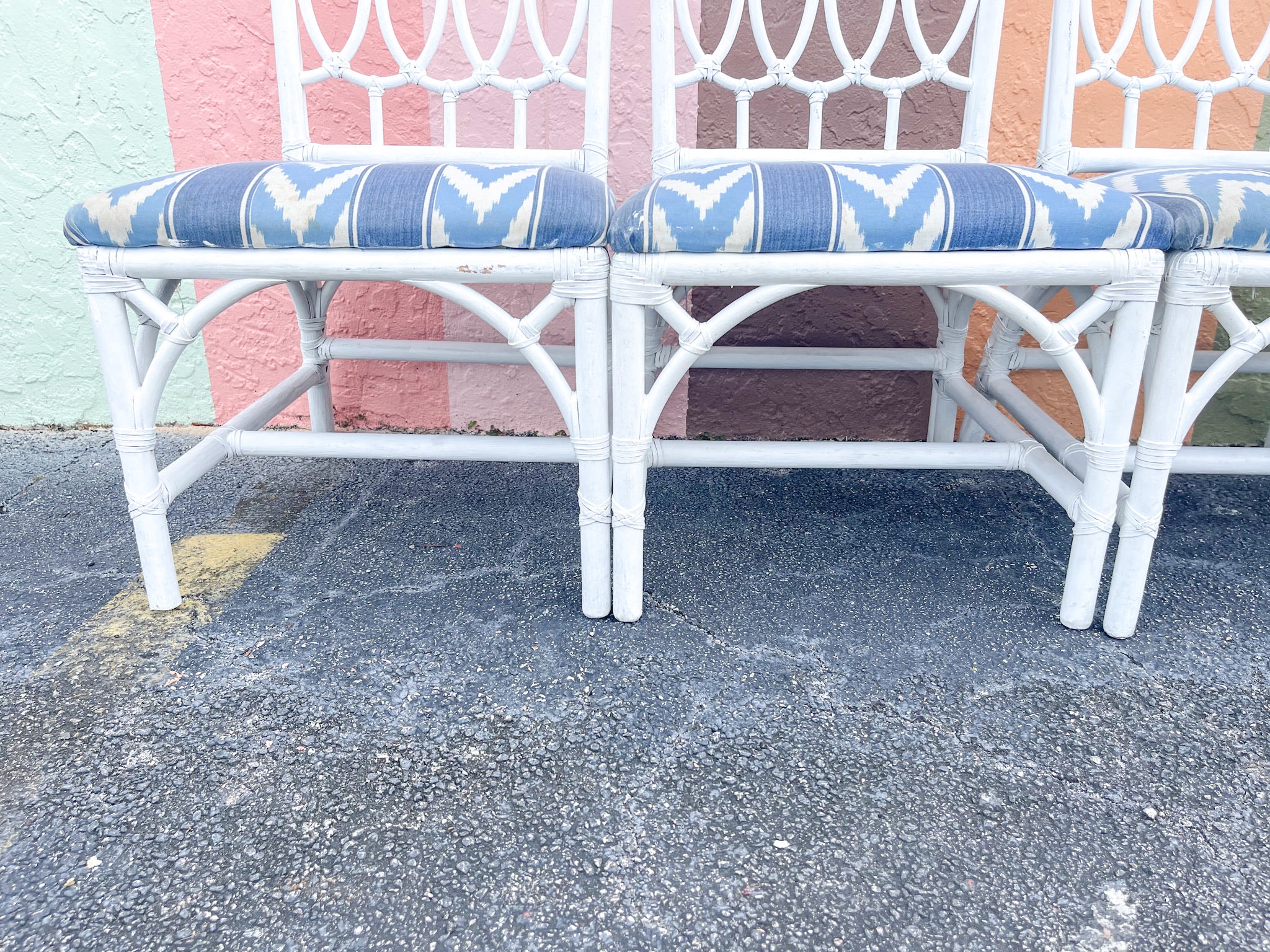 Set of Four Rattan McGuire Style Cathedral Dining Chairs - Image 6