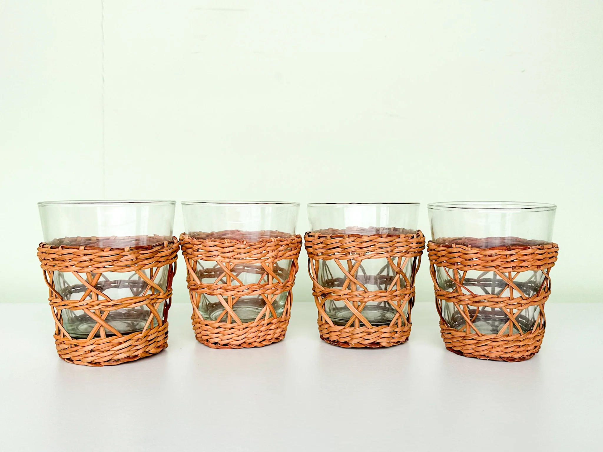Set of Four Rattan Wrapped Glassware - Image 3