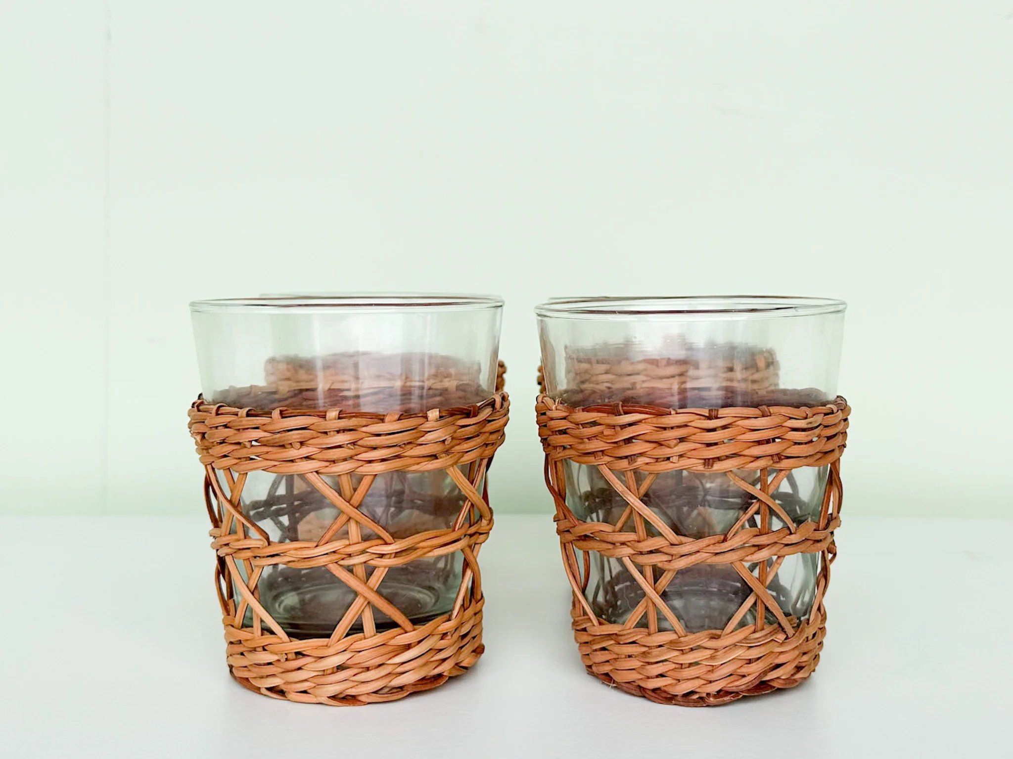 Set of Four Rattan Wrapped Glassware - Image 4