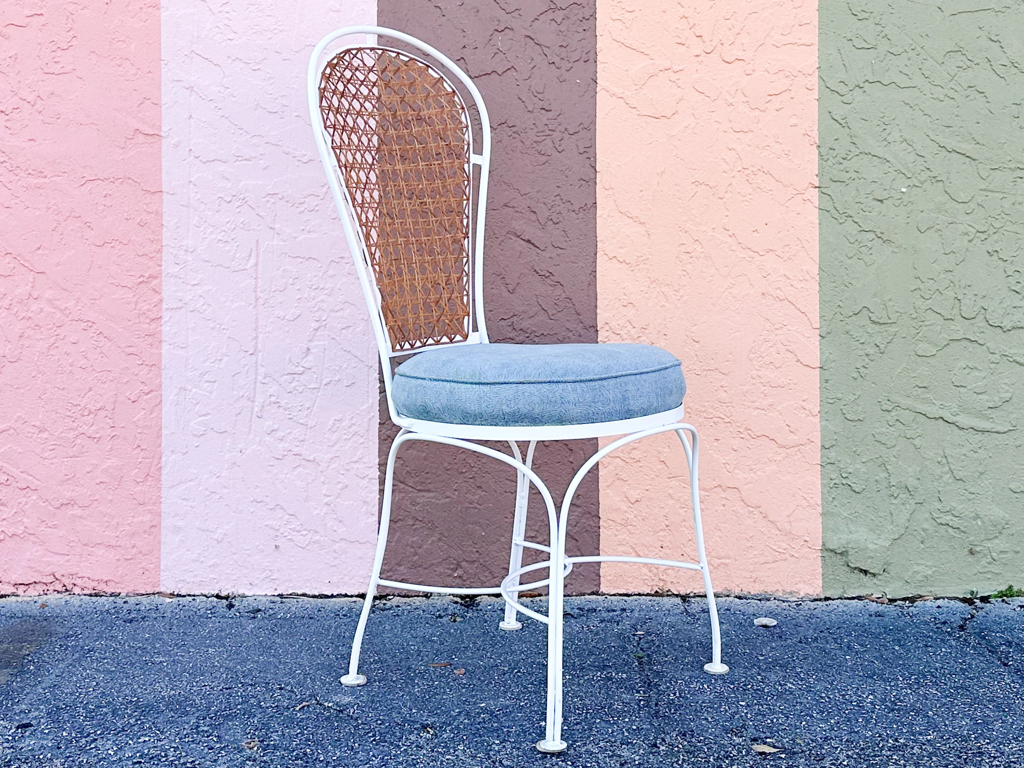 Set of Four Wrought Iron and Cane Bistro Chairs - Image 11