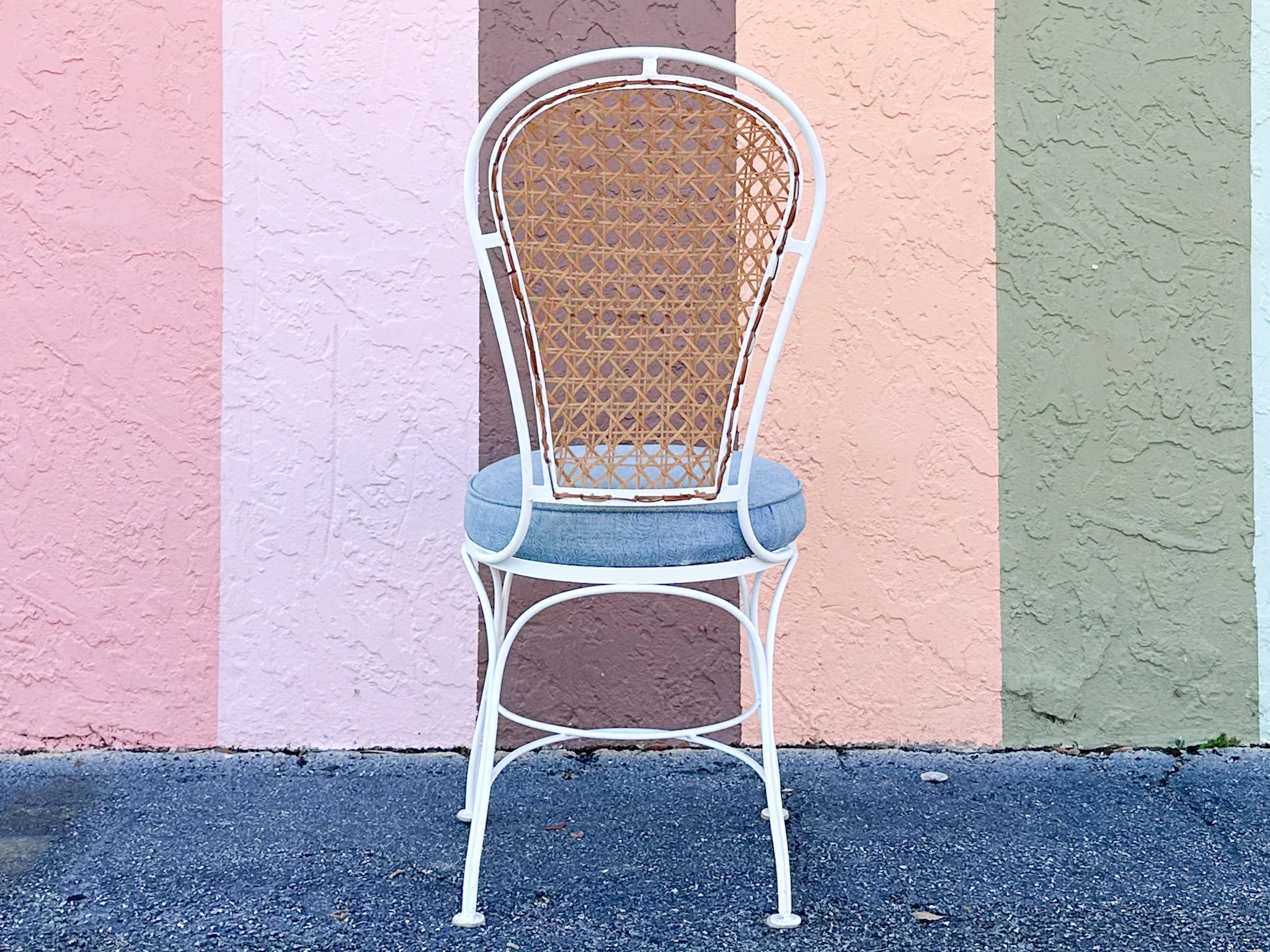 Set of Four Wrought Iron and Cane Bistro Chairs - Image 13