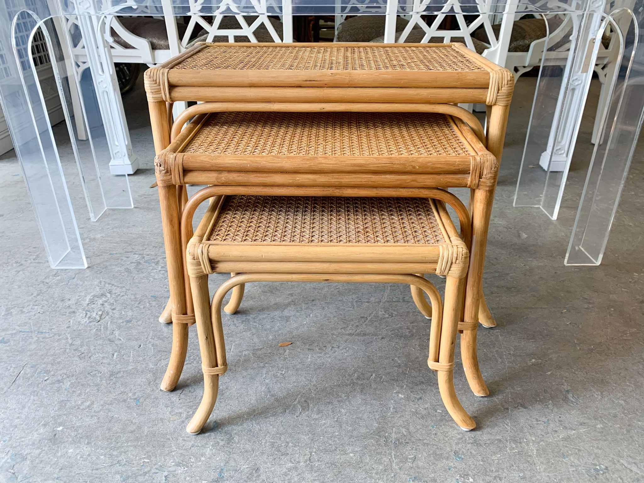 Set of Rattan Nesting Tables