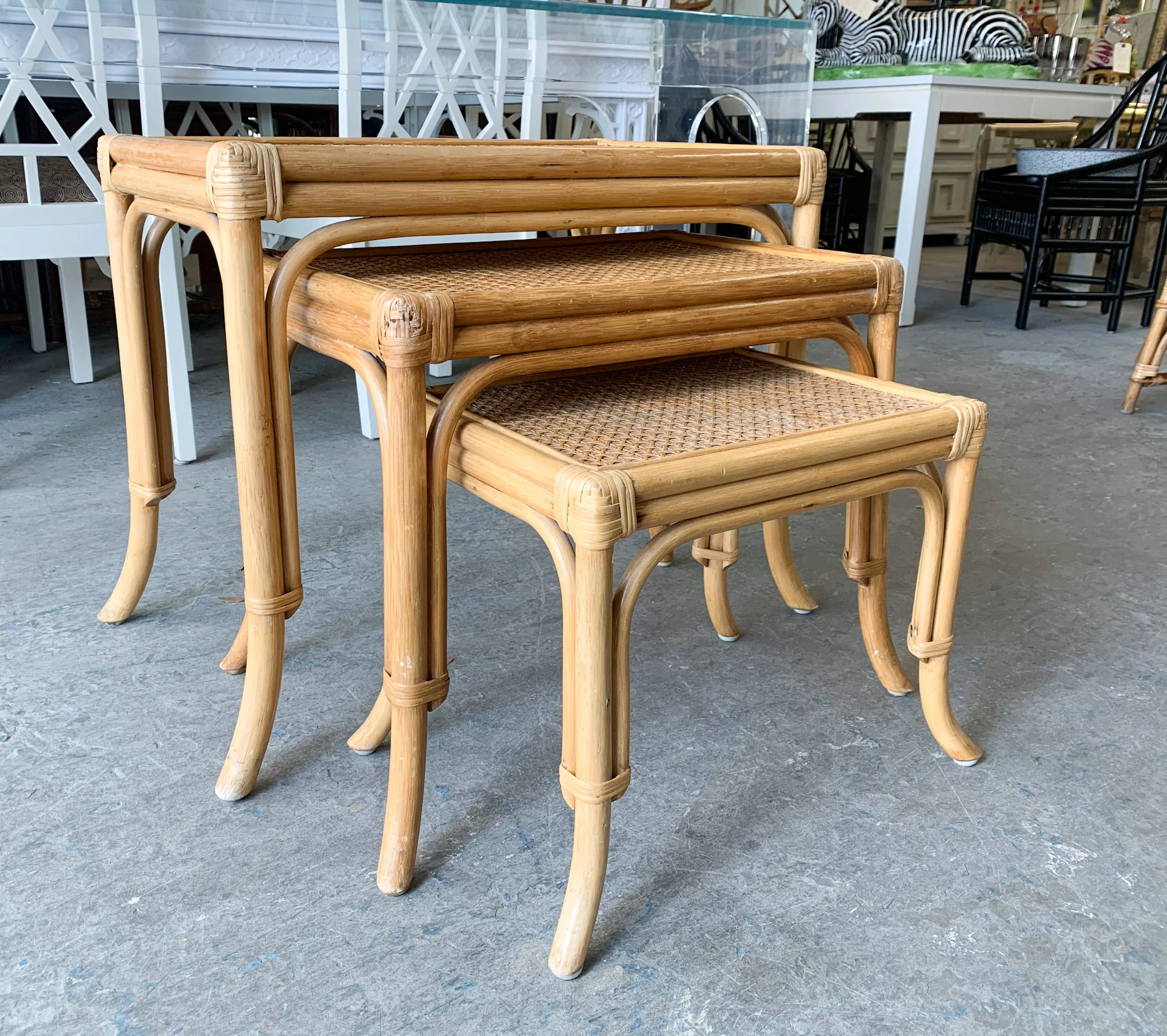 Set of Rattan Nesting Tables - Image 2