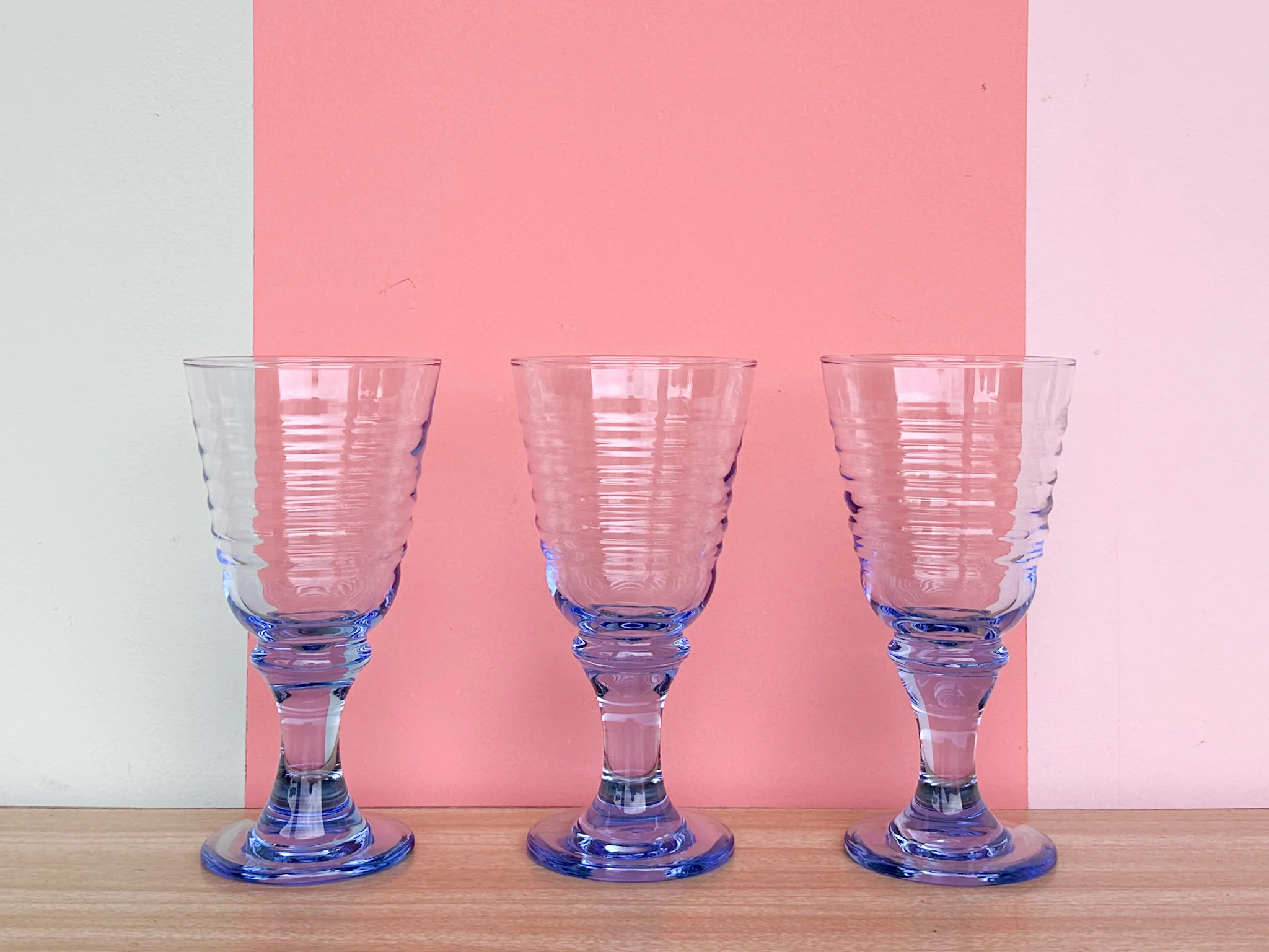 Set of Six Pretty Blue Goblets - Image 3
