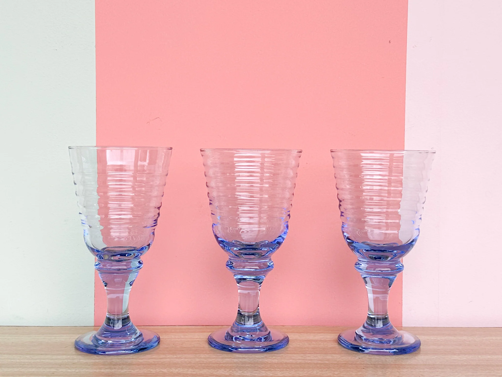 Set of Six Pretty Blue Goblets - Image 4