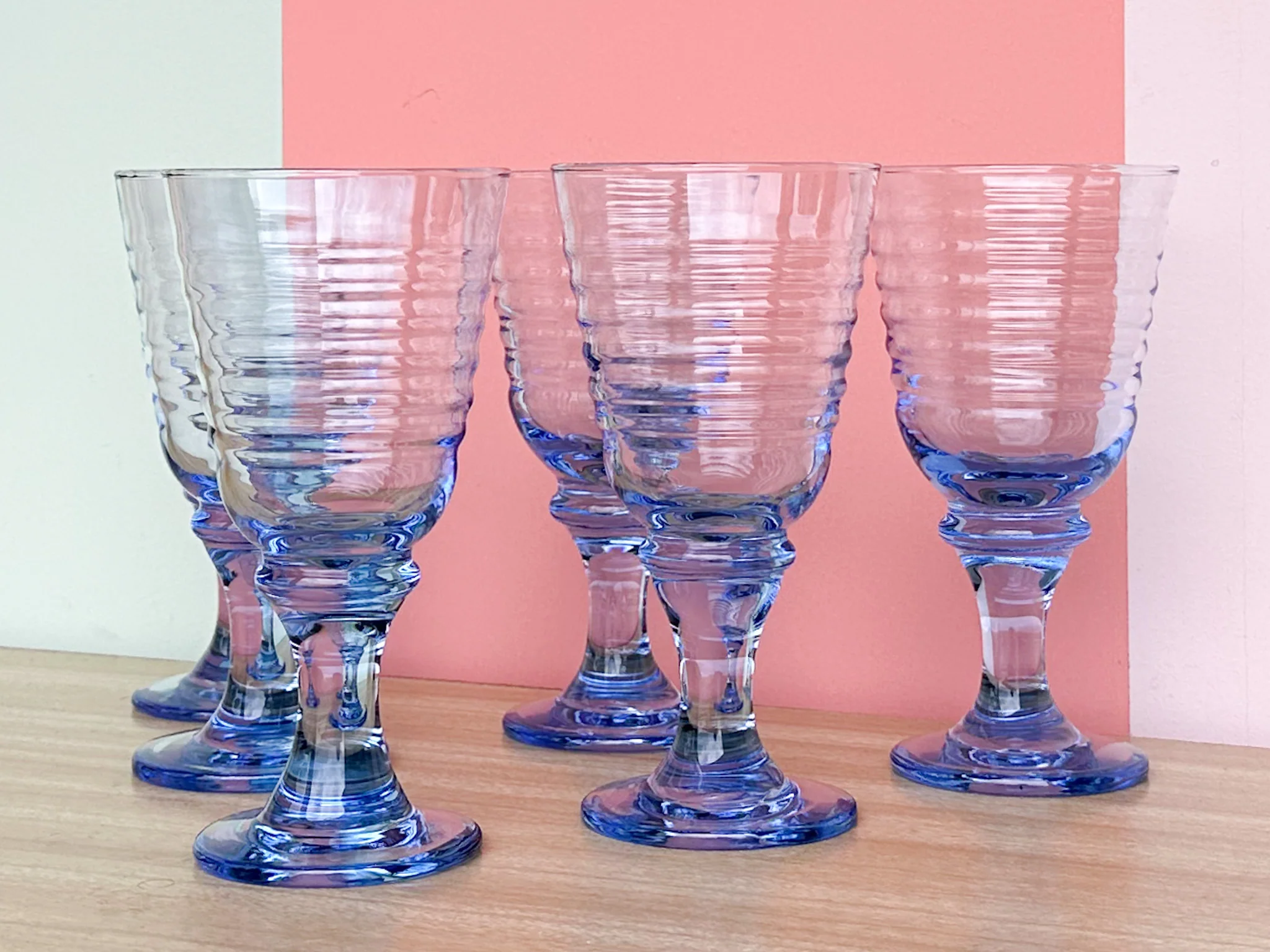 Set of Six Pretty Blue Goblets - Image 5