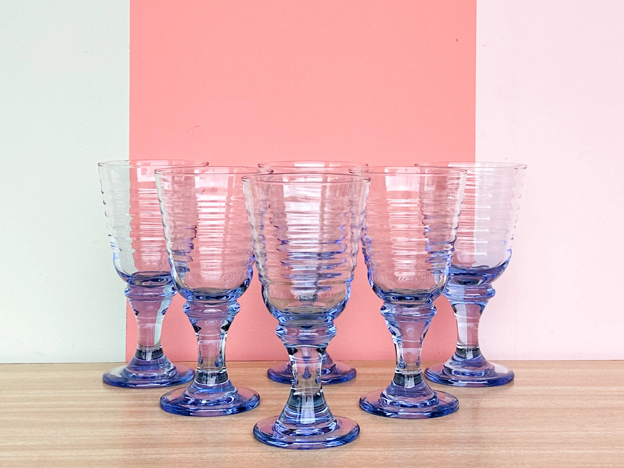 Set of Six Pretty Blue Goblets - Image 6
