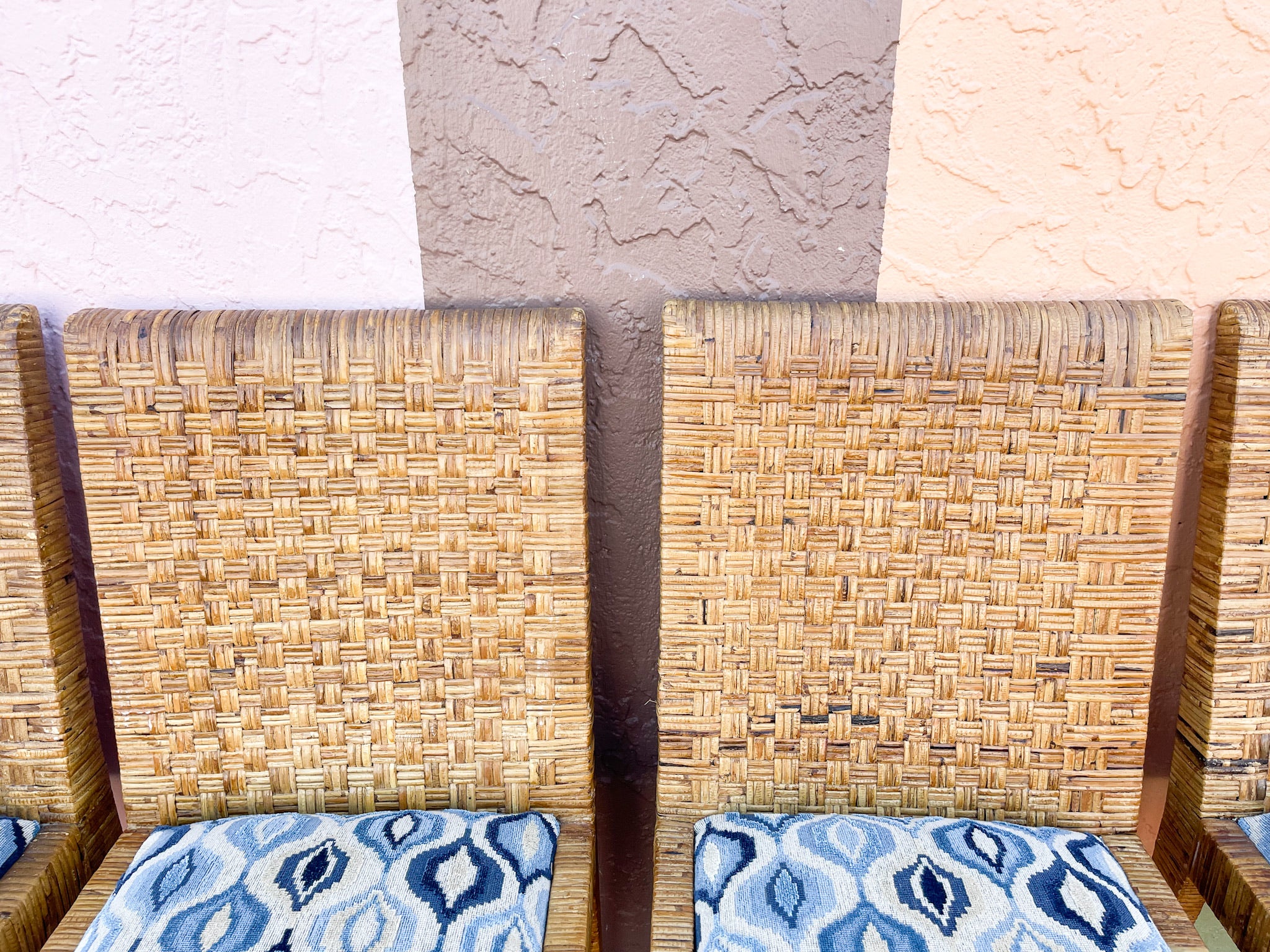 Set of Six Billy Baldwin Style Rattan Wrapped Dining Chairs - Image 5