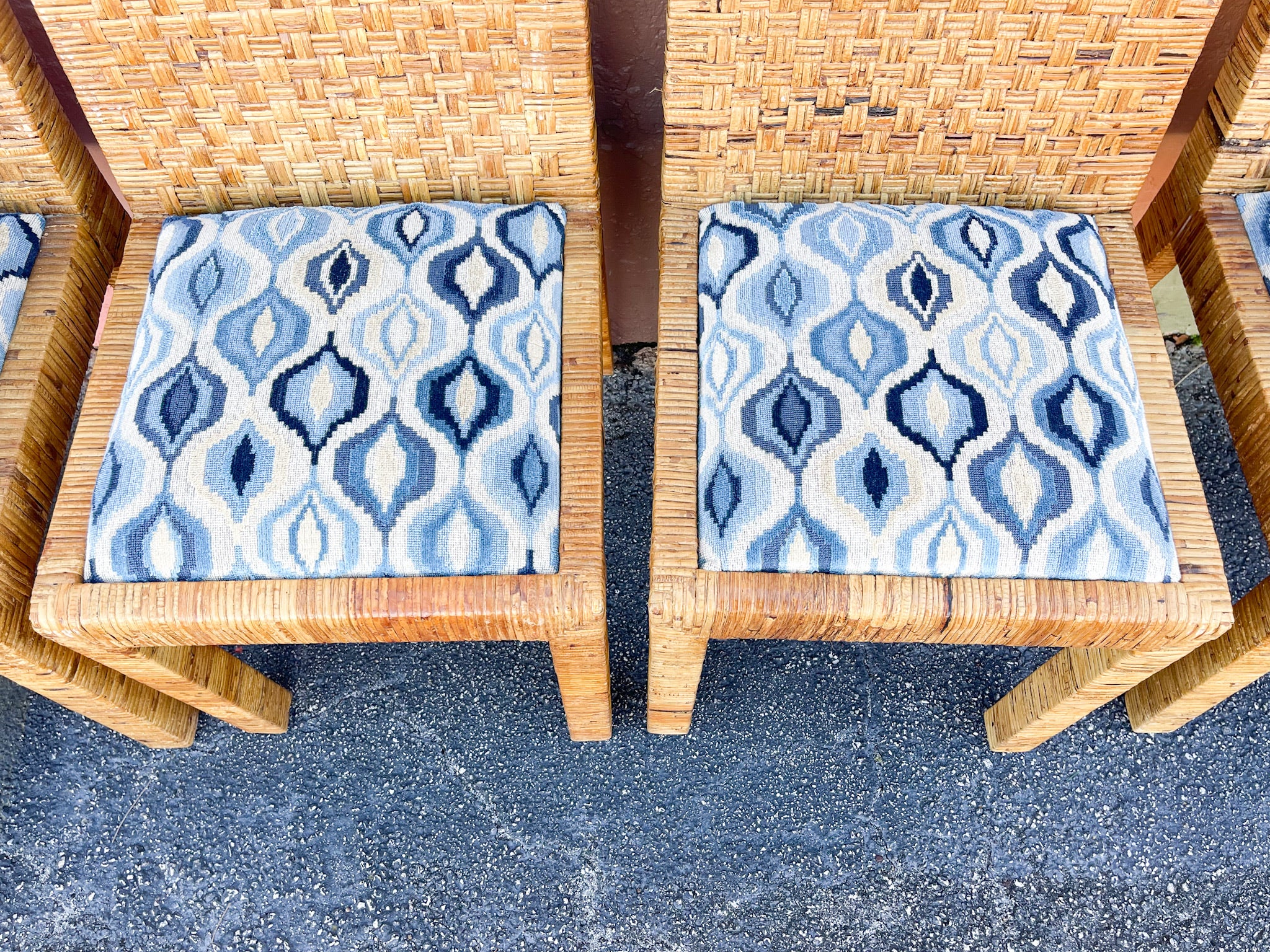 Set of Six Billy Baldwin Style Rattan Wrapped Dining Chairs - Image 6