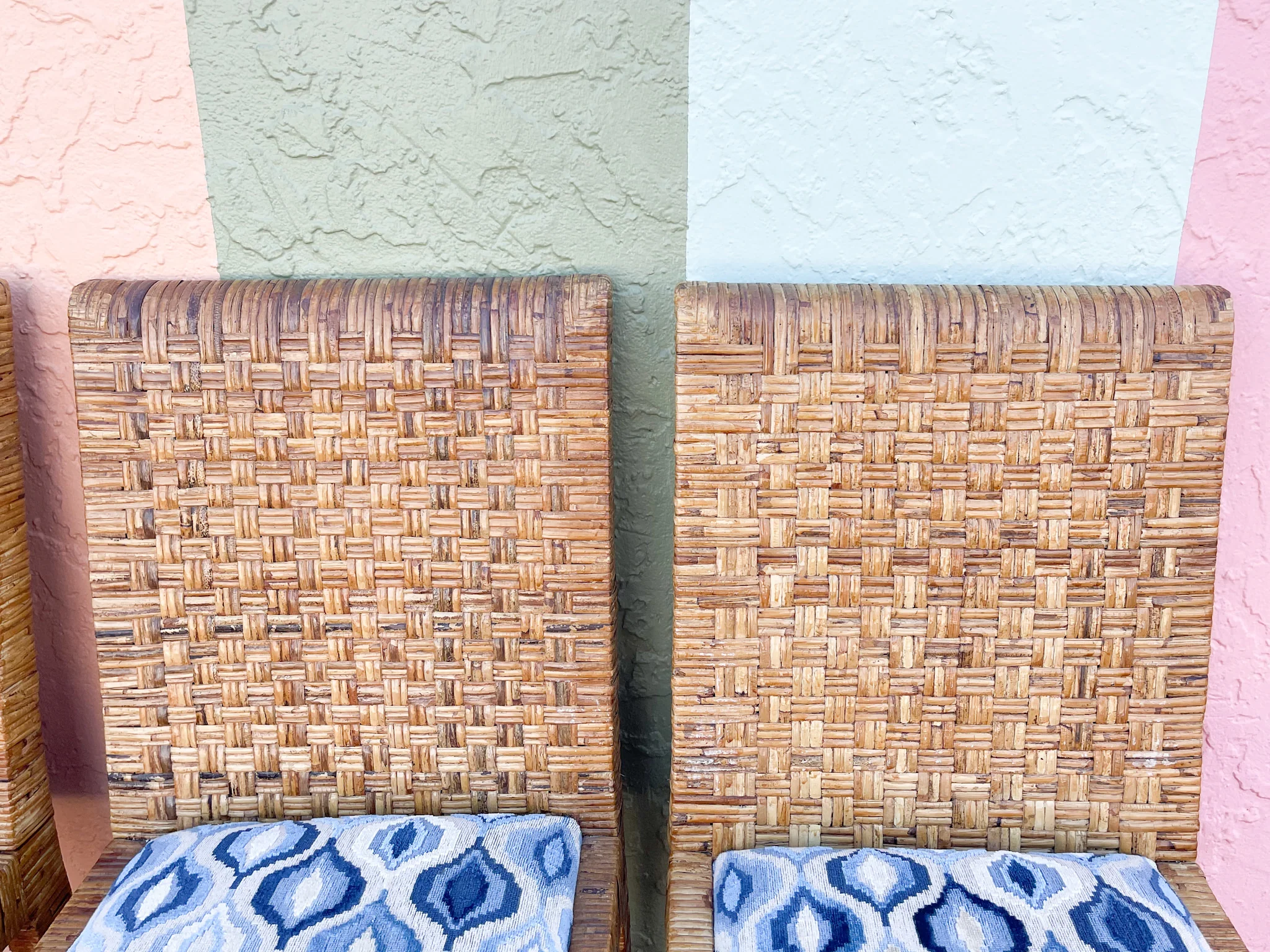 Set of Six Billy Baldwin Style Rattan Wrapped Dining Chairs - Image 7