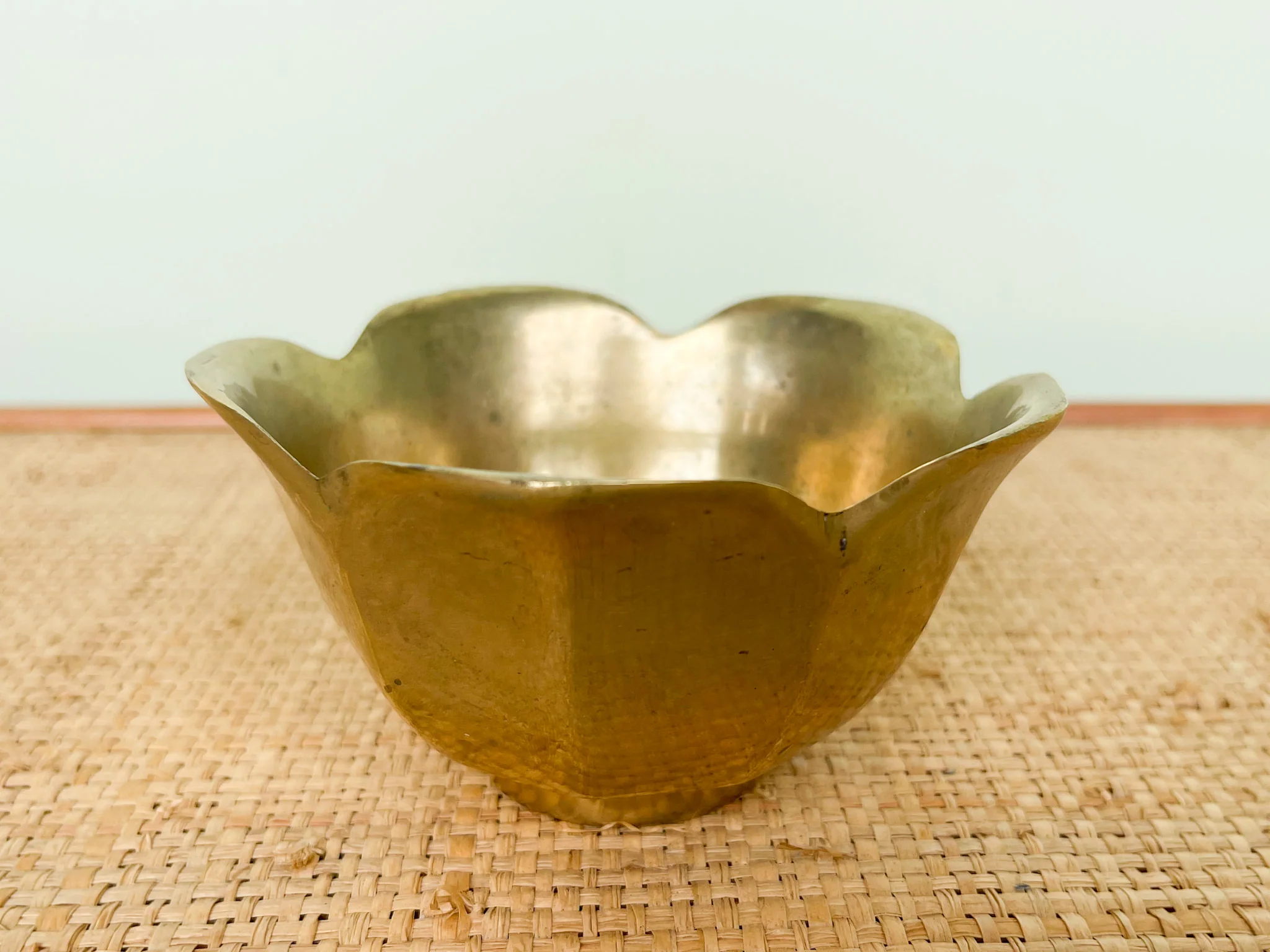 Set of Six Brass Flower Bowls - Image 4