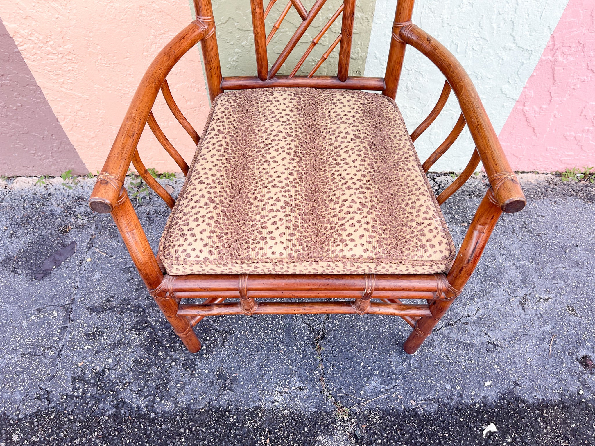 Set of Six Brown Jordan Rattan Chippendale Dining Chairs - Image 4