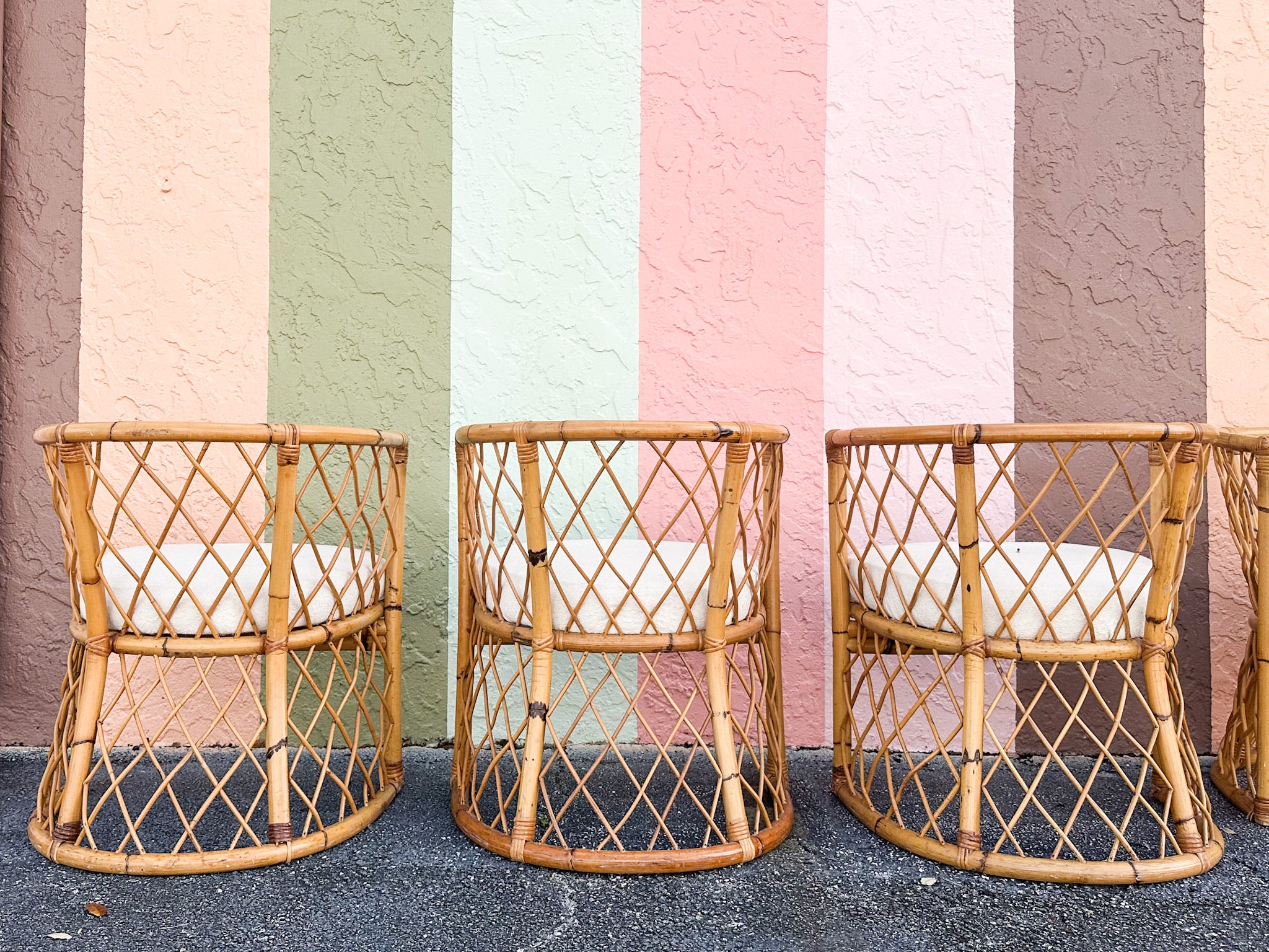 Set of Six Coastal Chic Rattan Dining Chairs - Image 20