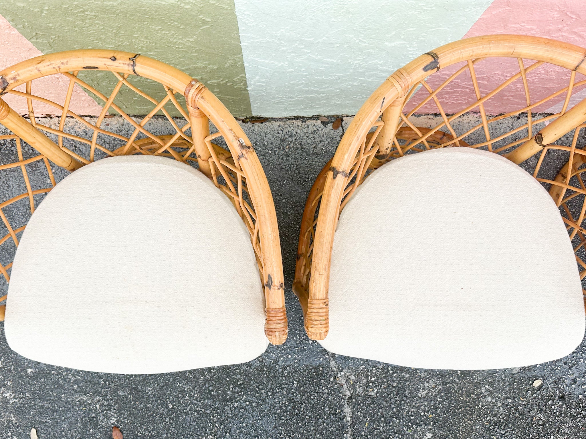 Set of Six Coastal Chic Rattan Dining Chairs - Image 4
