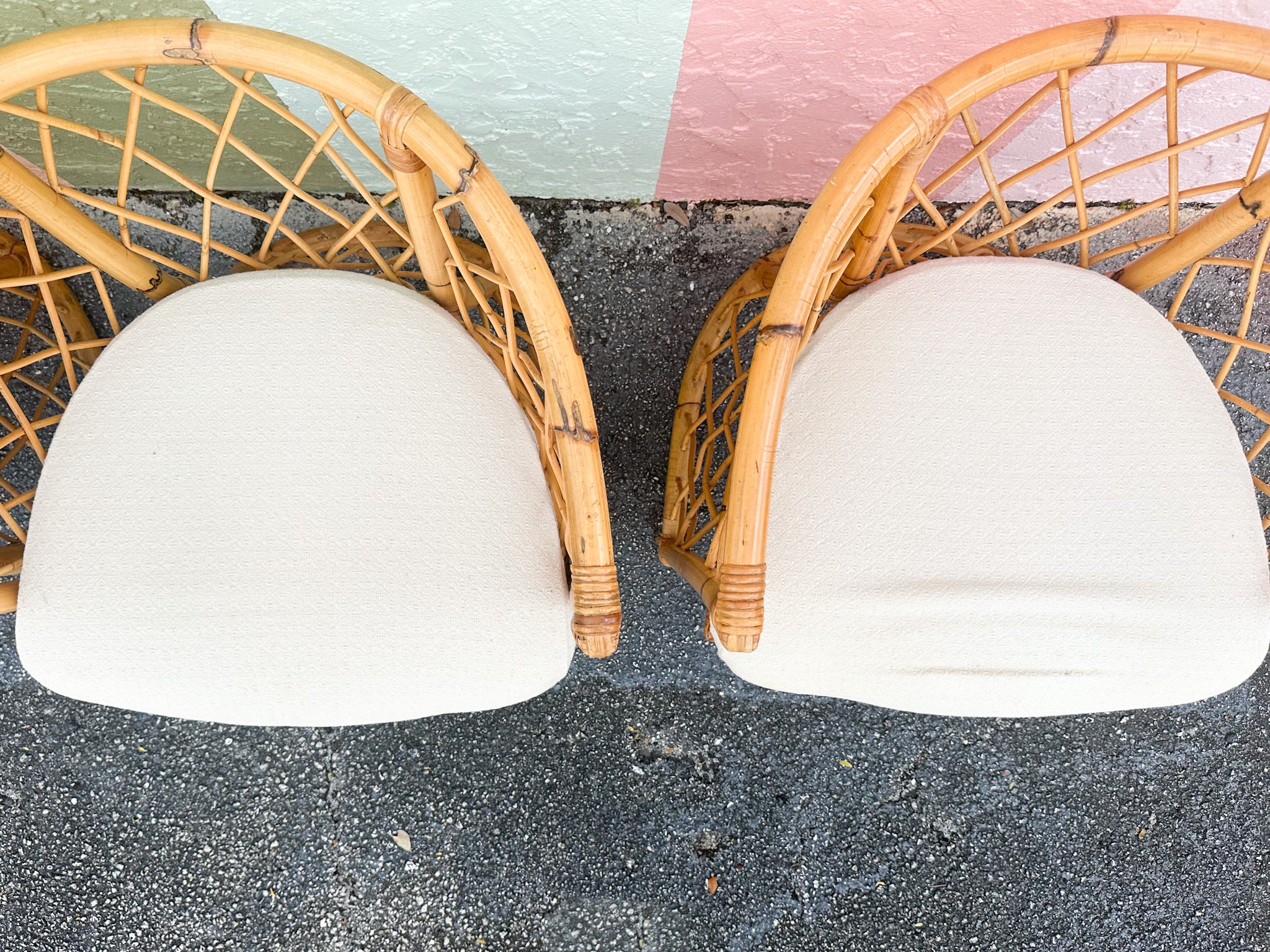 Set of Six Coastal Chic Rattan Dining Chairs - Image 7