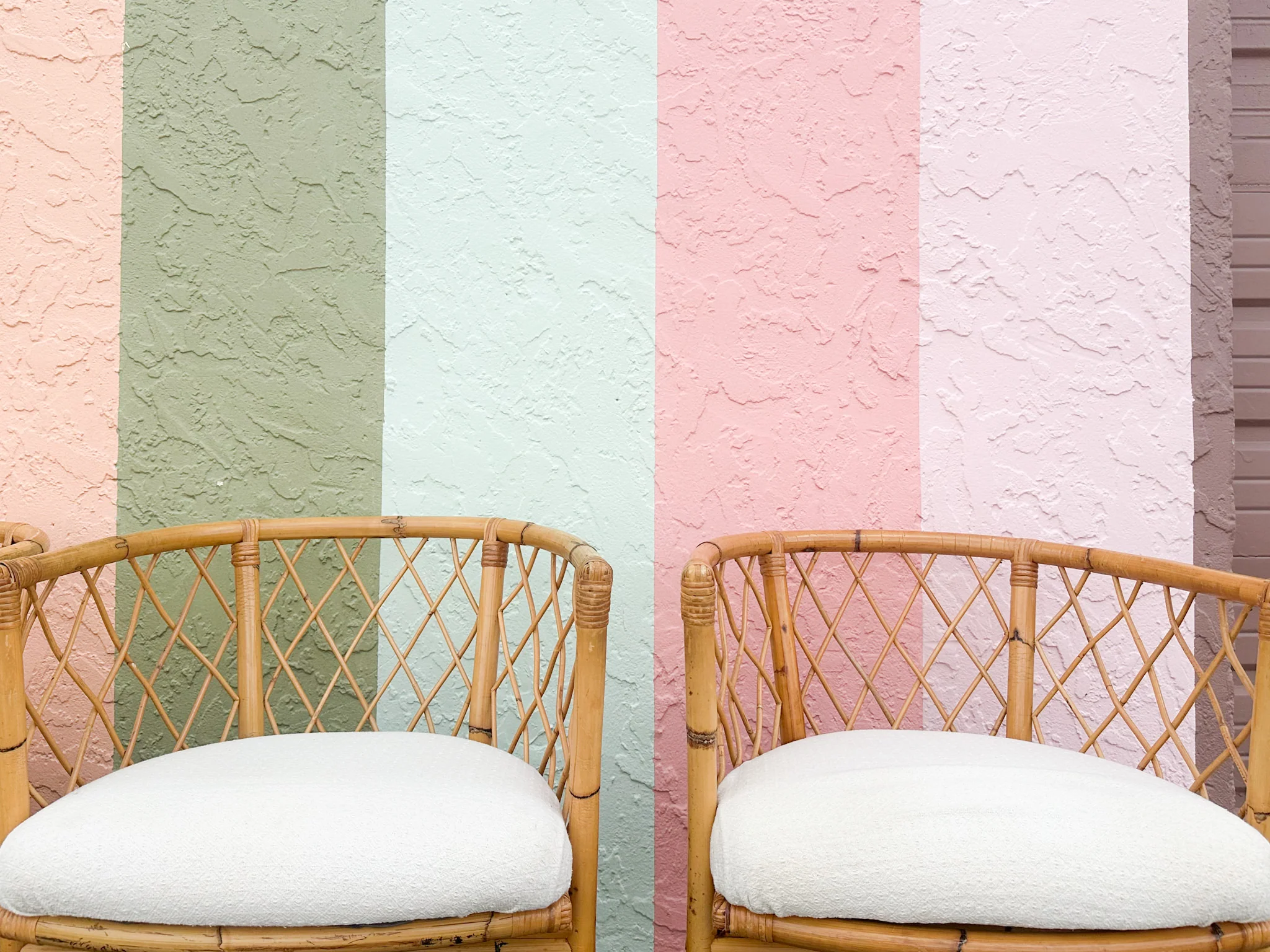 Set of Six Coastal Chic Rattan Dining Chairs - Image 8