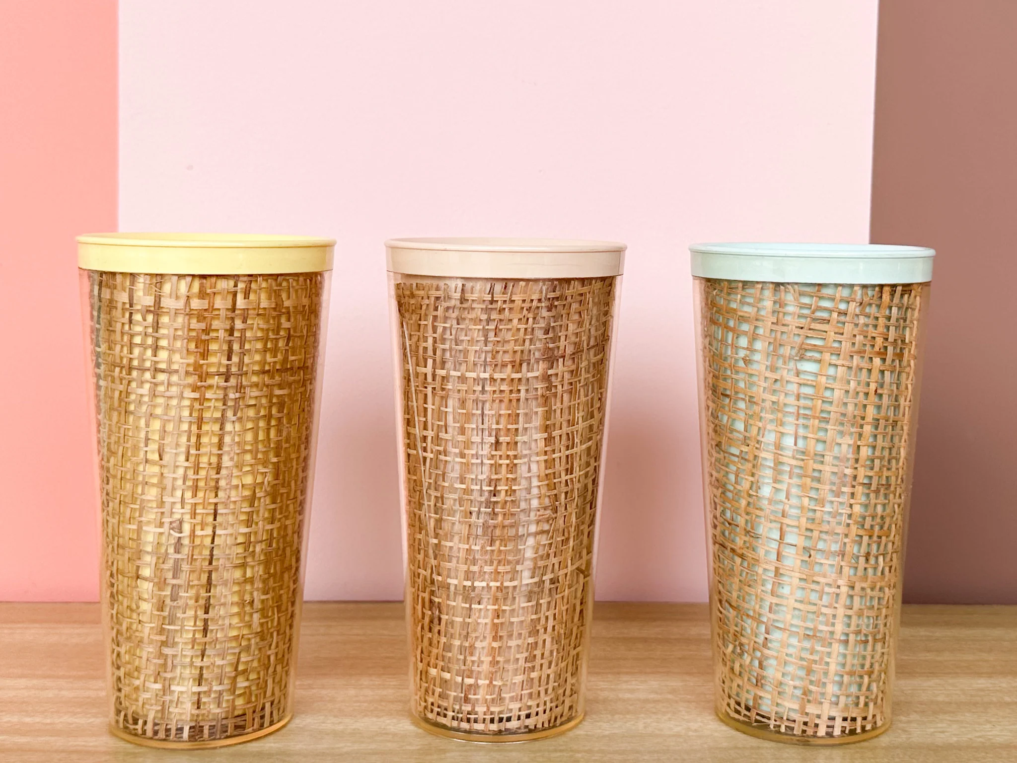 Set of Six Cute Rattan Tumblers - Image 7