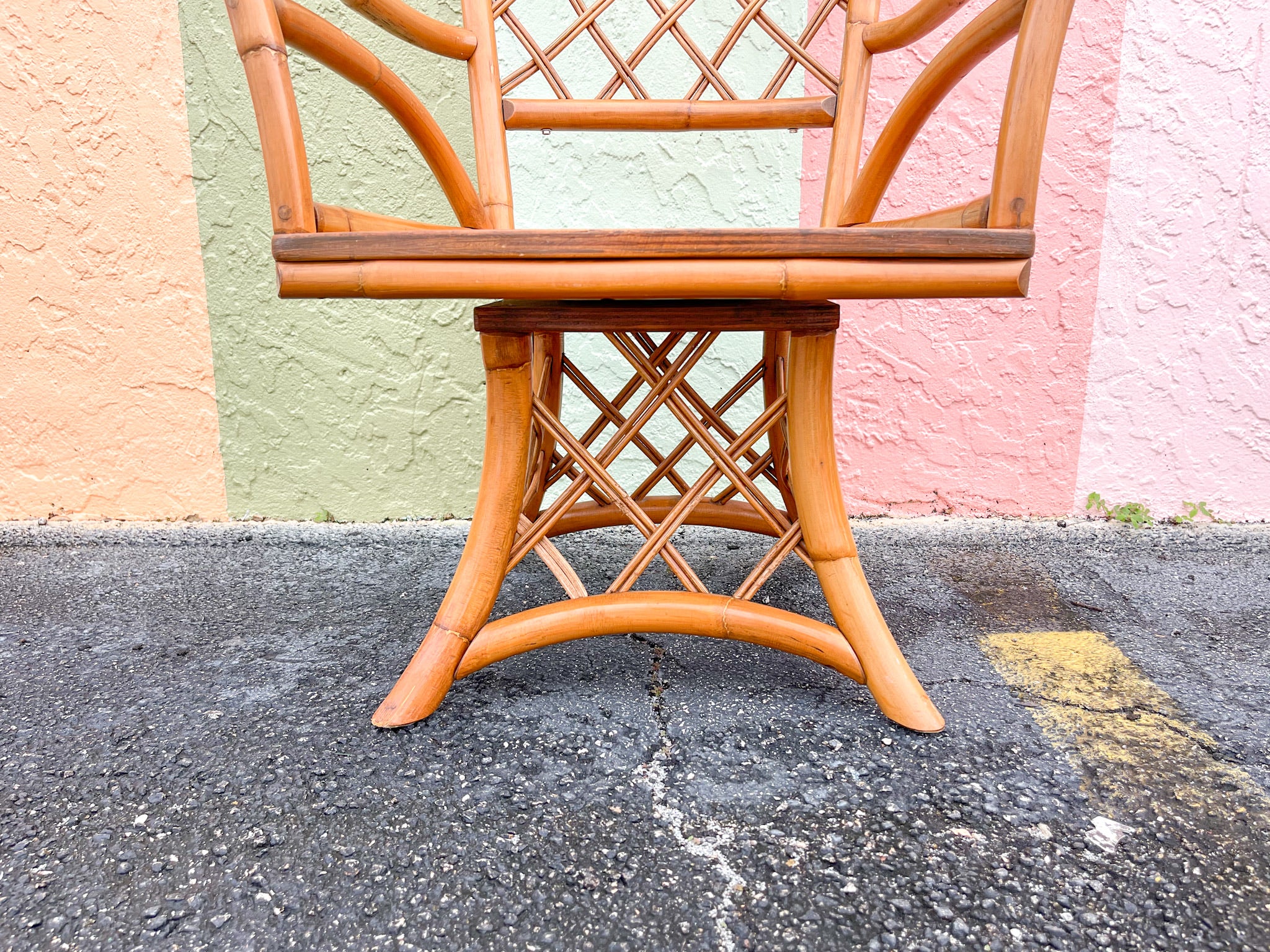 Set of Six Ficks Reed Rattan Swivel Dining Chairs - Image 6