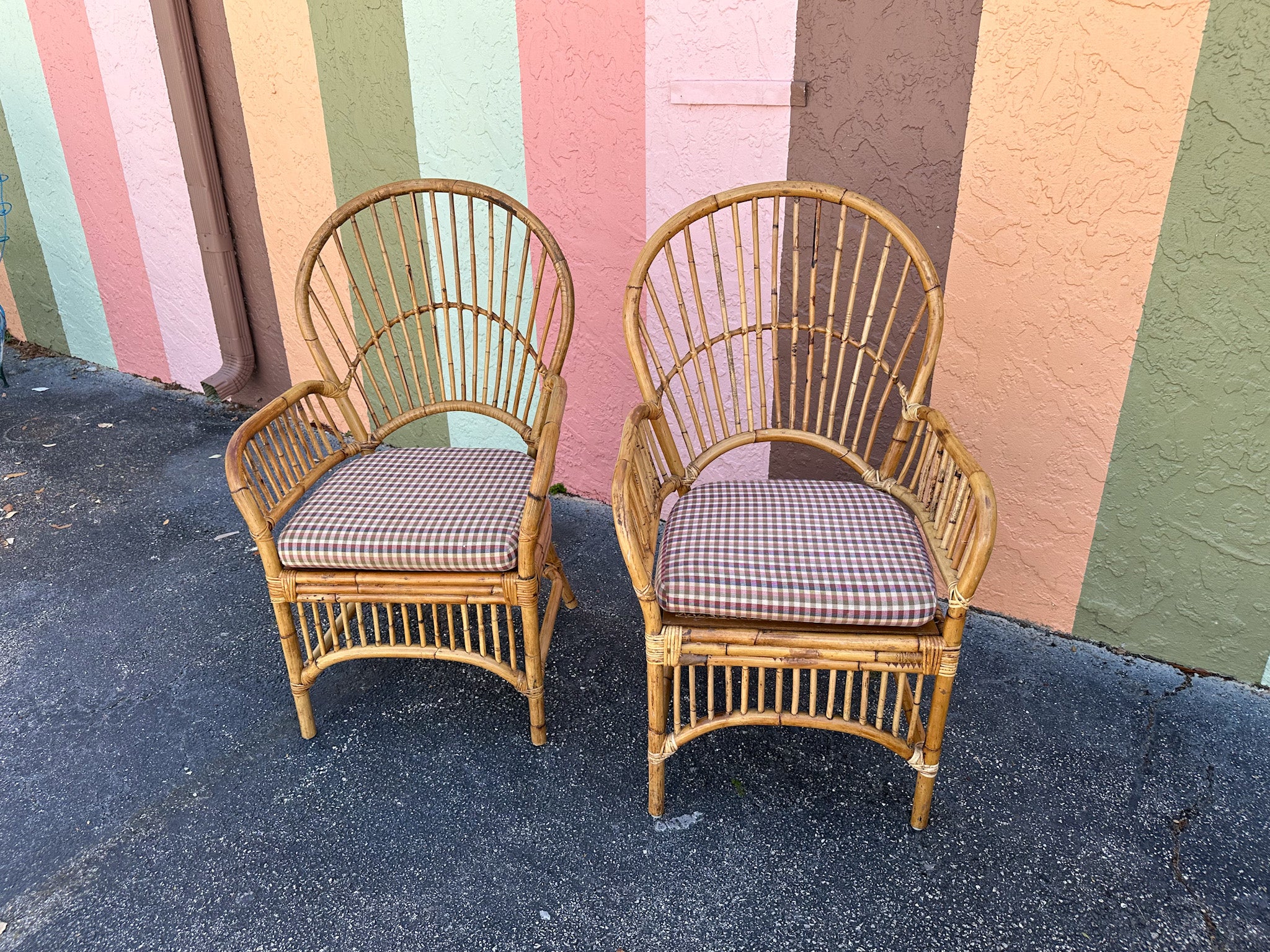 Set of Six Island Style Rattan and Cane Arm Chairs - Image 12