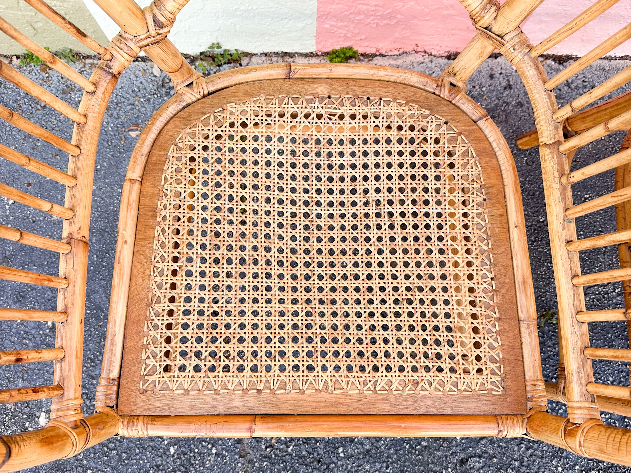 Set of Six Island Style Rattan and Cane Arm Chairs - Image 8