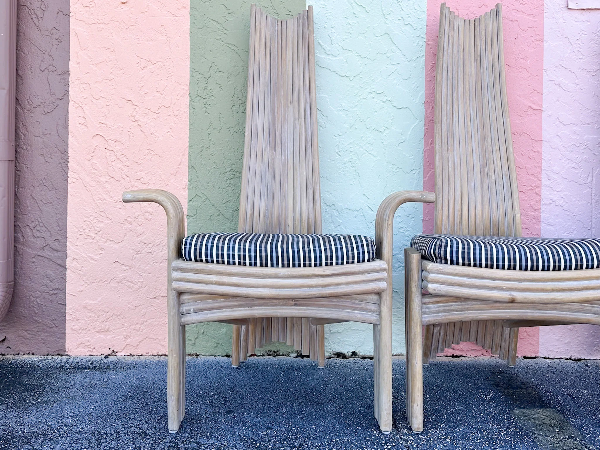 Set of Six McGuire Coastal Chic Rattan Dining Chairs - Image 7
