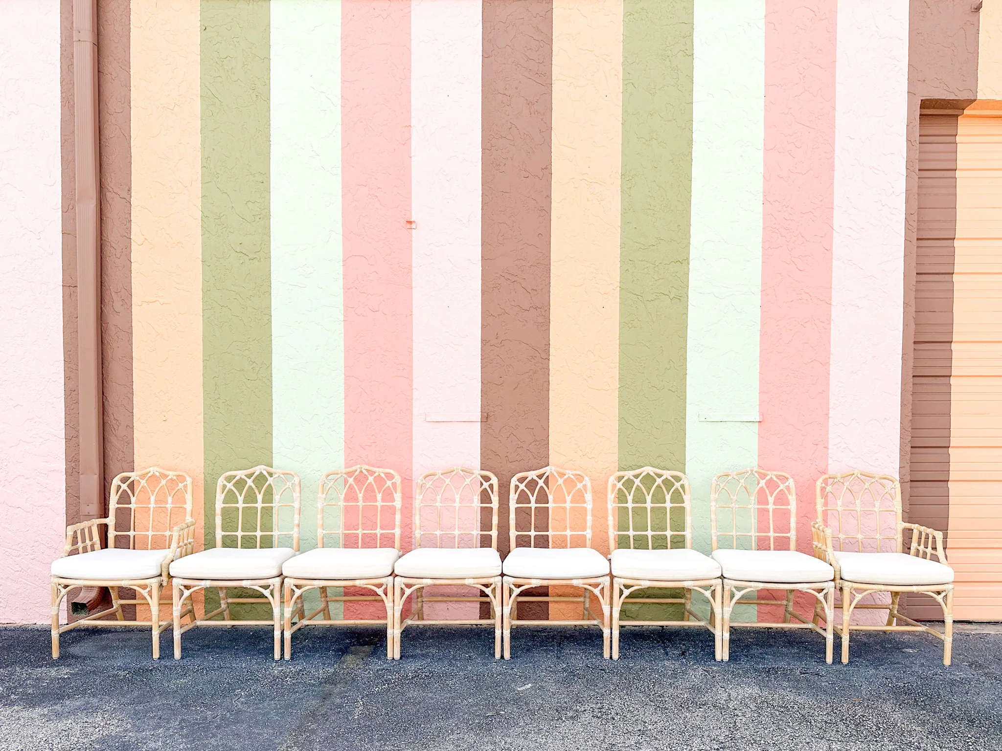 Set of Eight McGuire Style Rattan Dining Chairs - Image 2