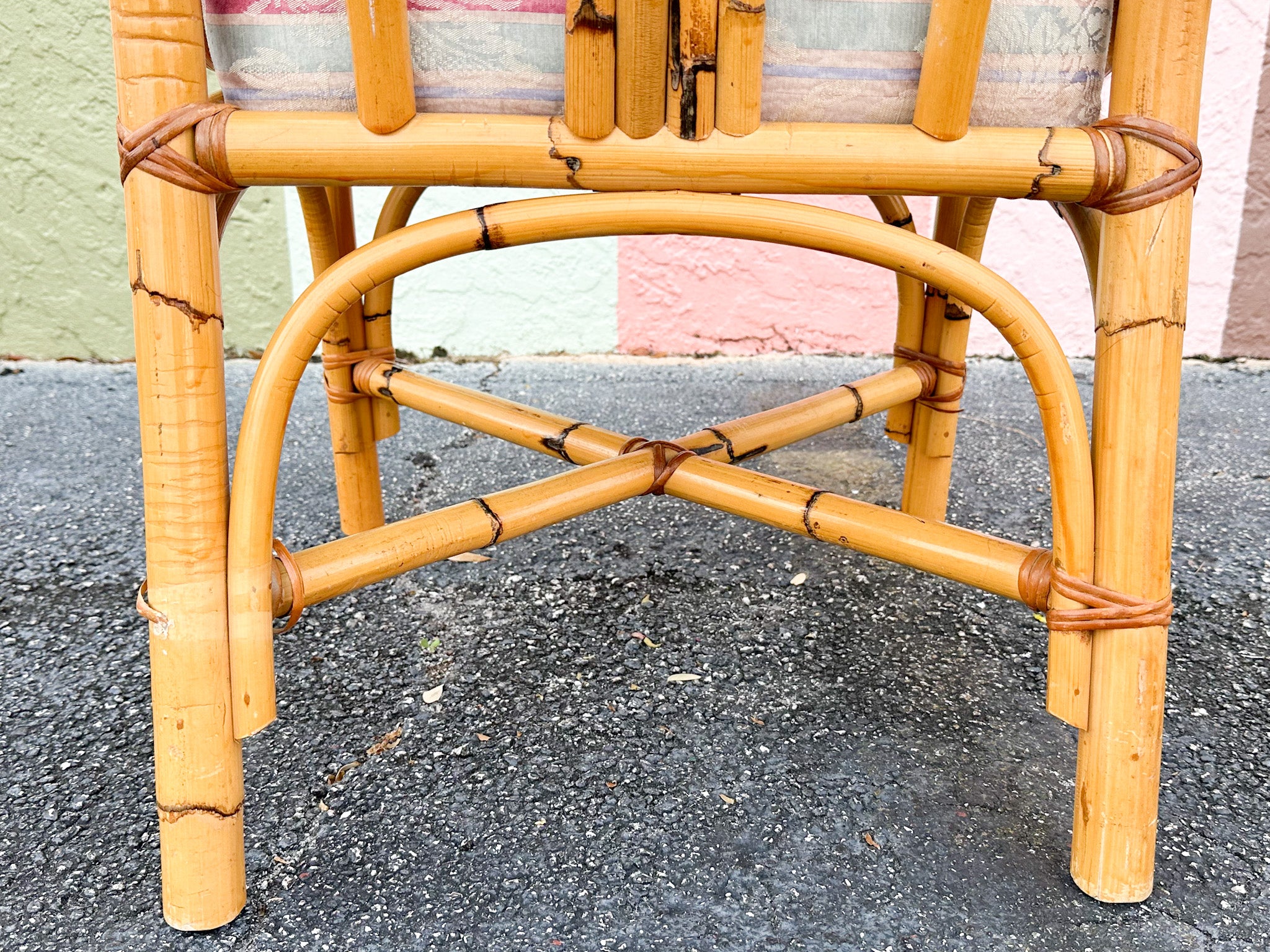 Set of Six Old Florida Rattan Dining Chairs - Image 15
