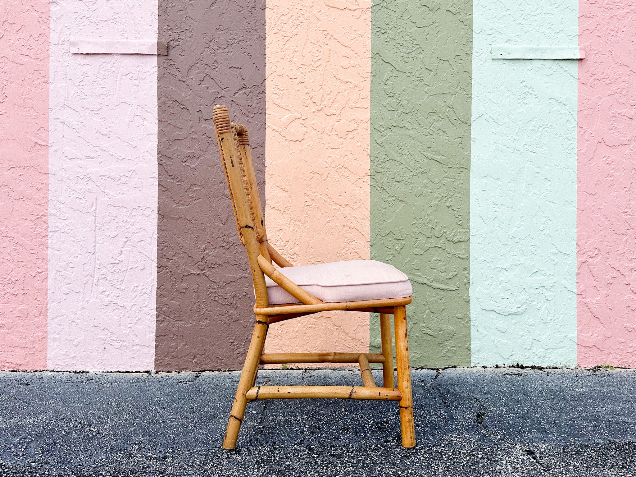 Set of Six Old Florida Rattan and Cane Dining Chairs - Image 17