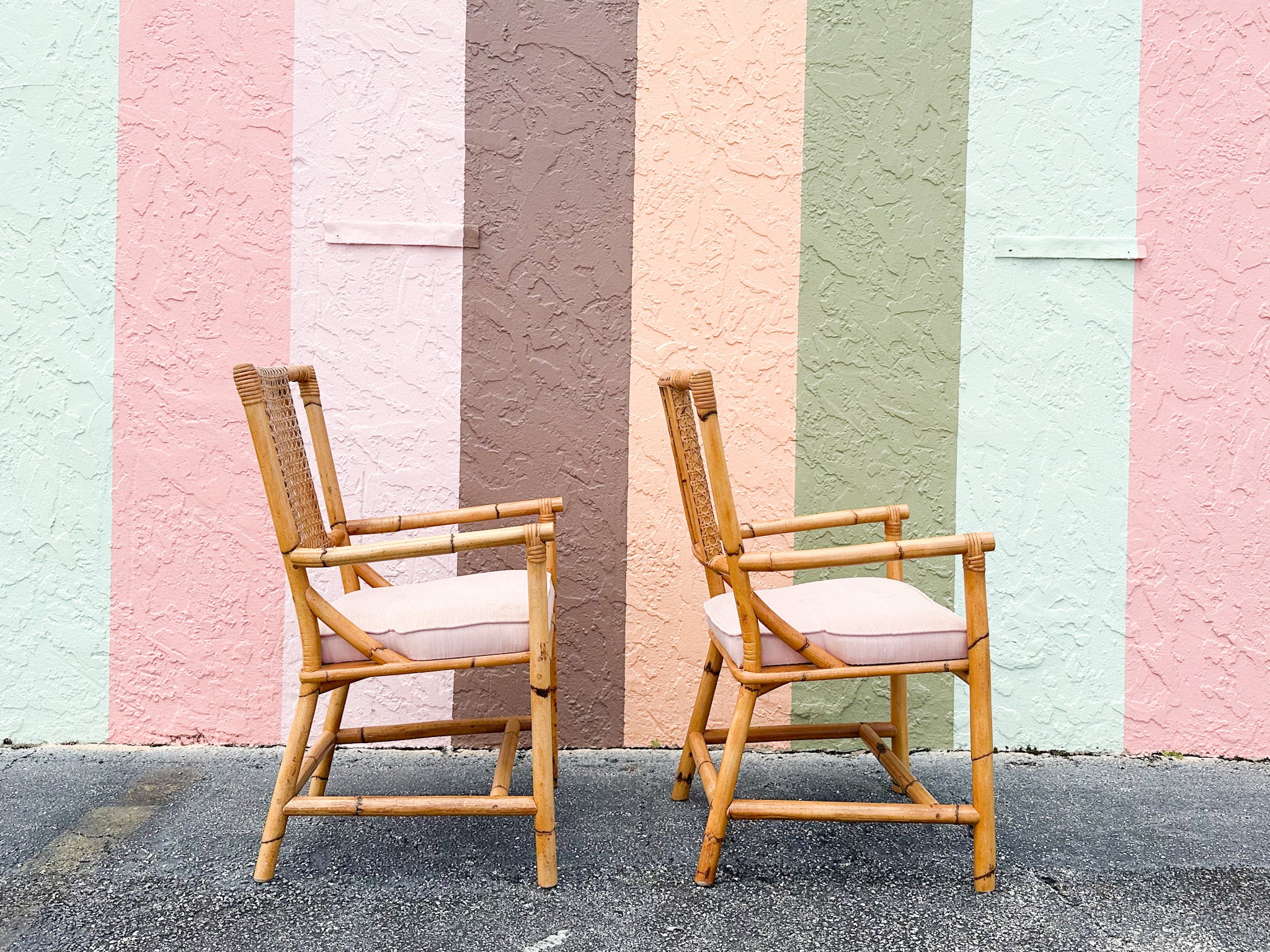 Set of Six Old Florida Rattan and Cane Dining Chairs - Image 20