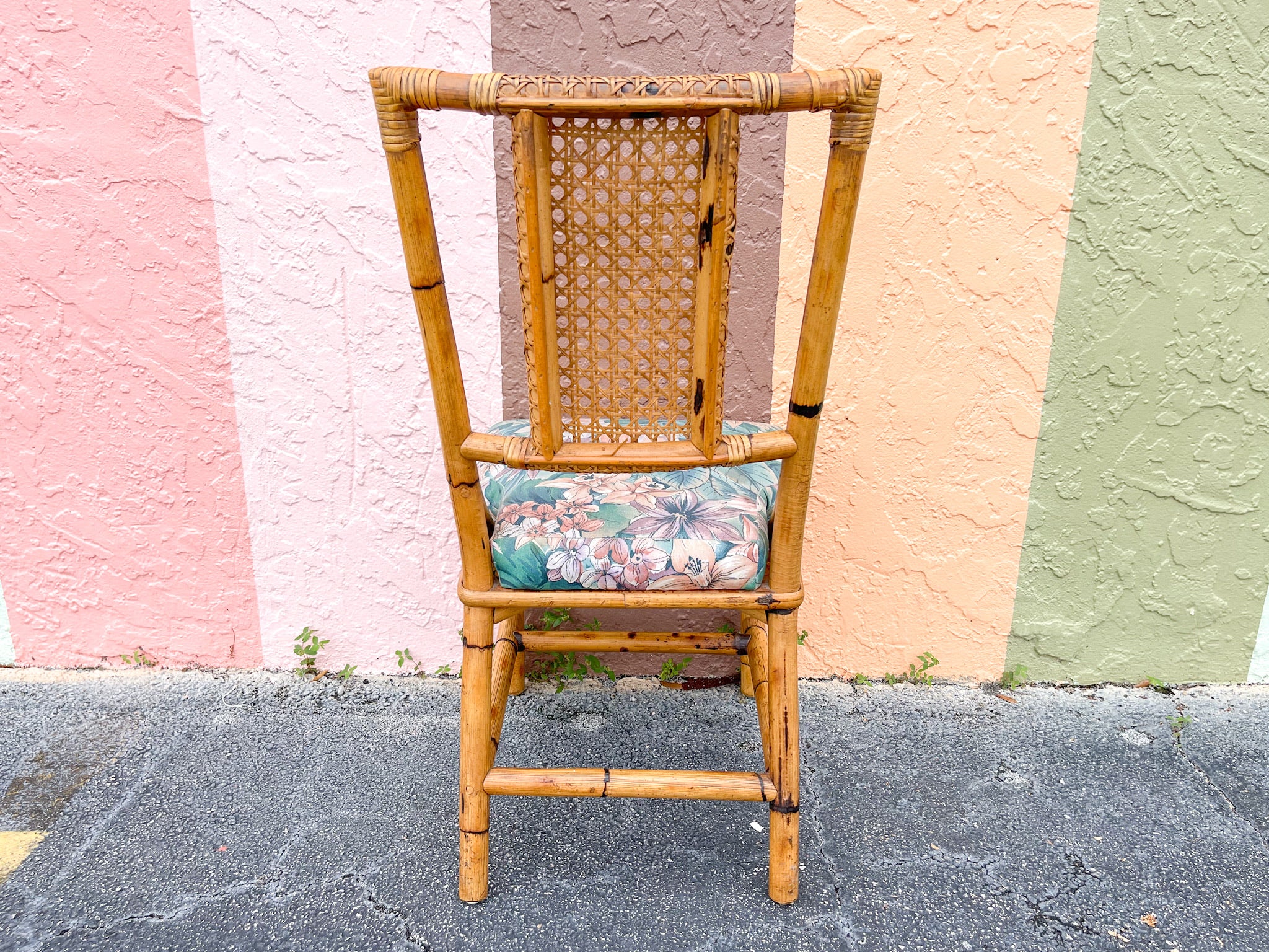 Set of Six Old Florida Rattan and Cane Dining Chairs - Image 7