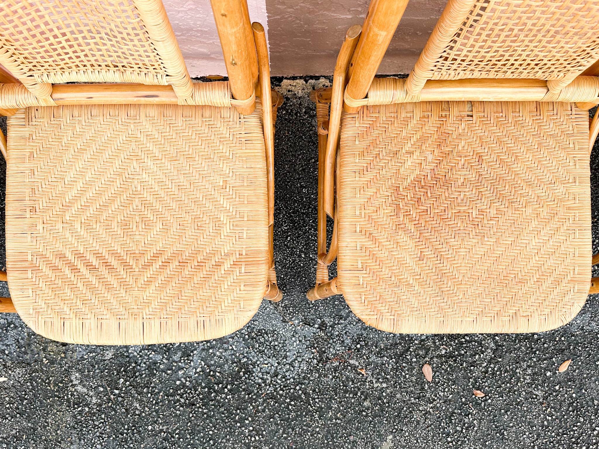 Set of Six Old Florida Style Rattan Dining Chairs - Image 7