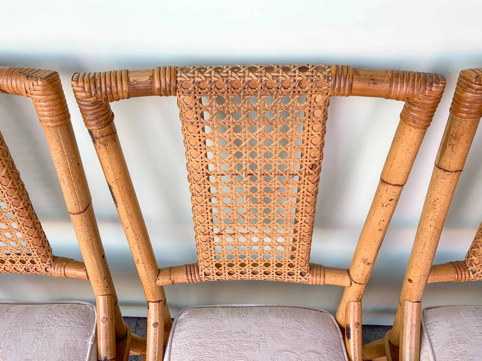 Set of Six Rattan and Cane Dining Chairs - Image 5
