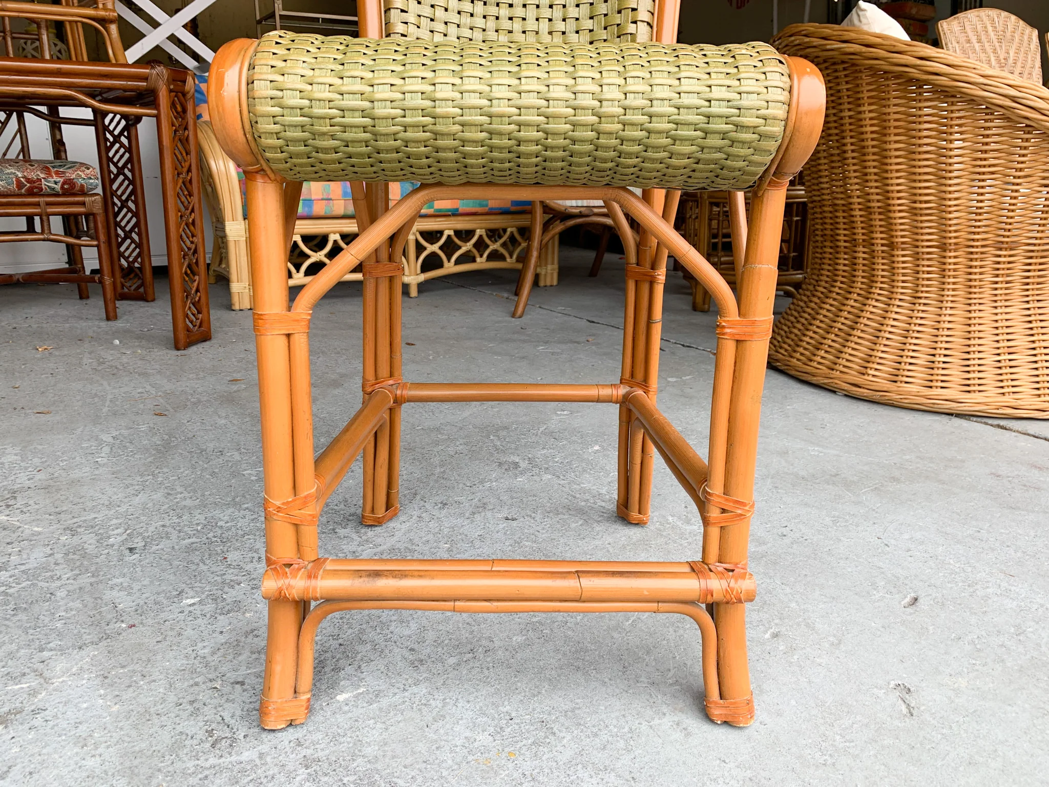 Set of Six Rattan Island Chic Bar Stools - Image 4