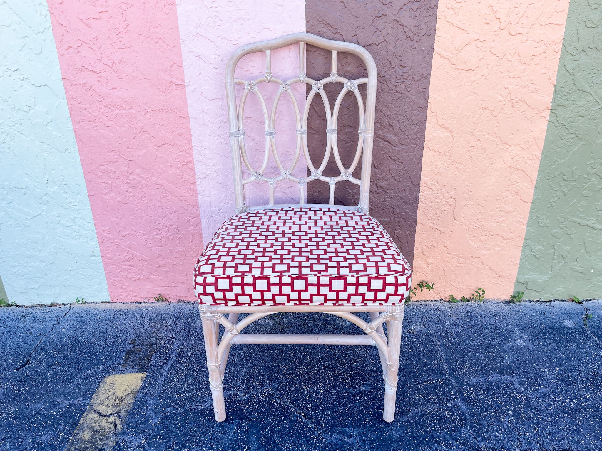 Set of Six Rattan McGuire Style Cathedral Dining Chairs - Image 7